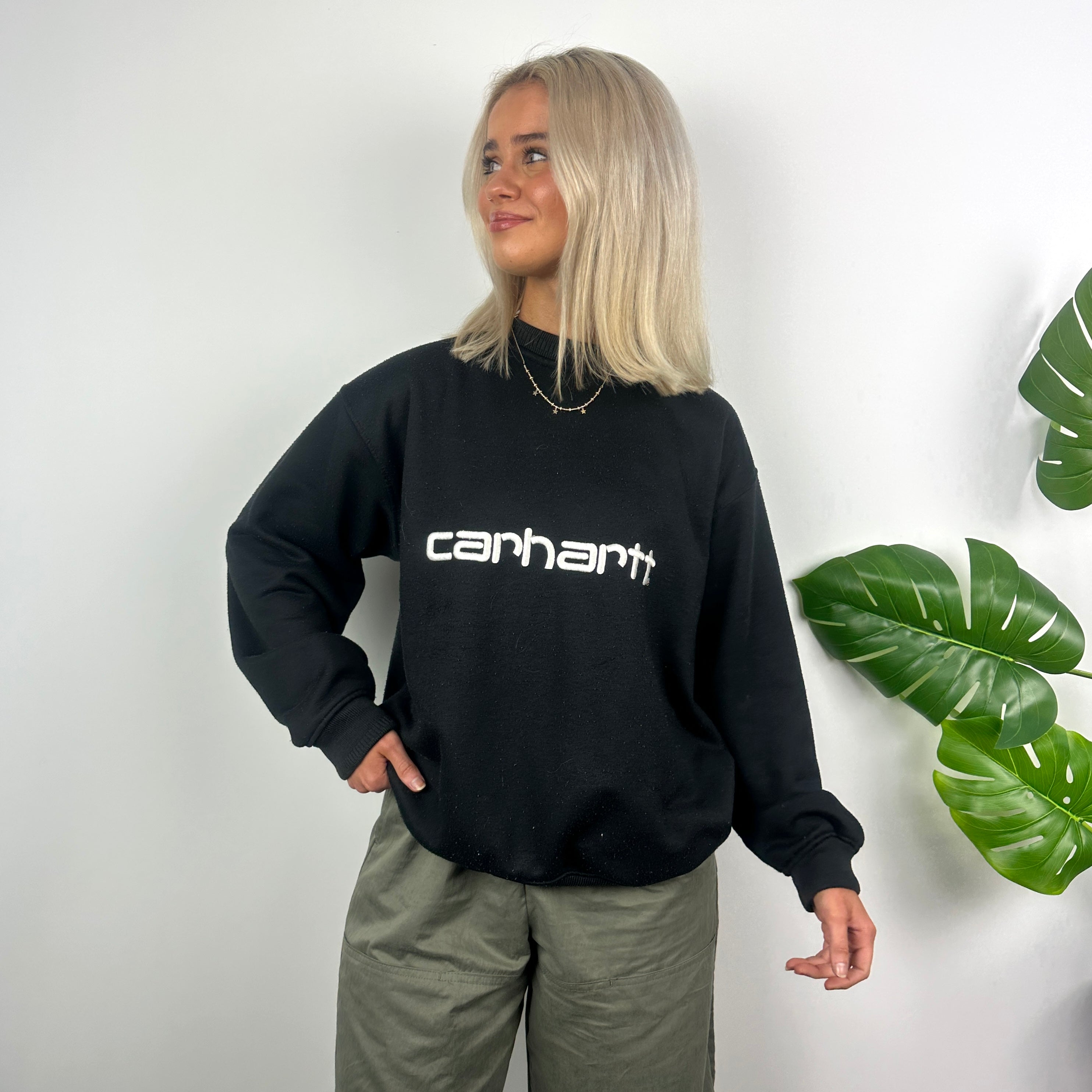 Carhartt Black Embroidered Spell Out Sweatshirt (M)