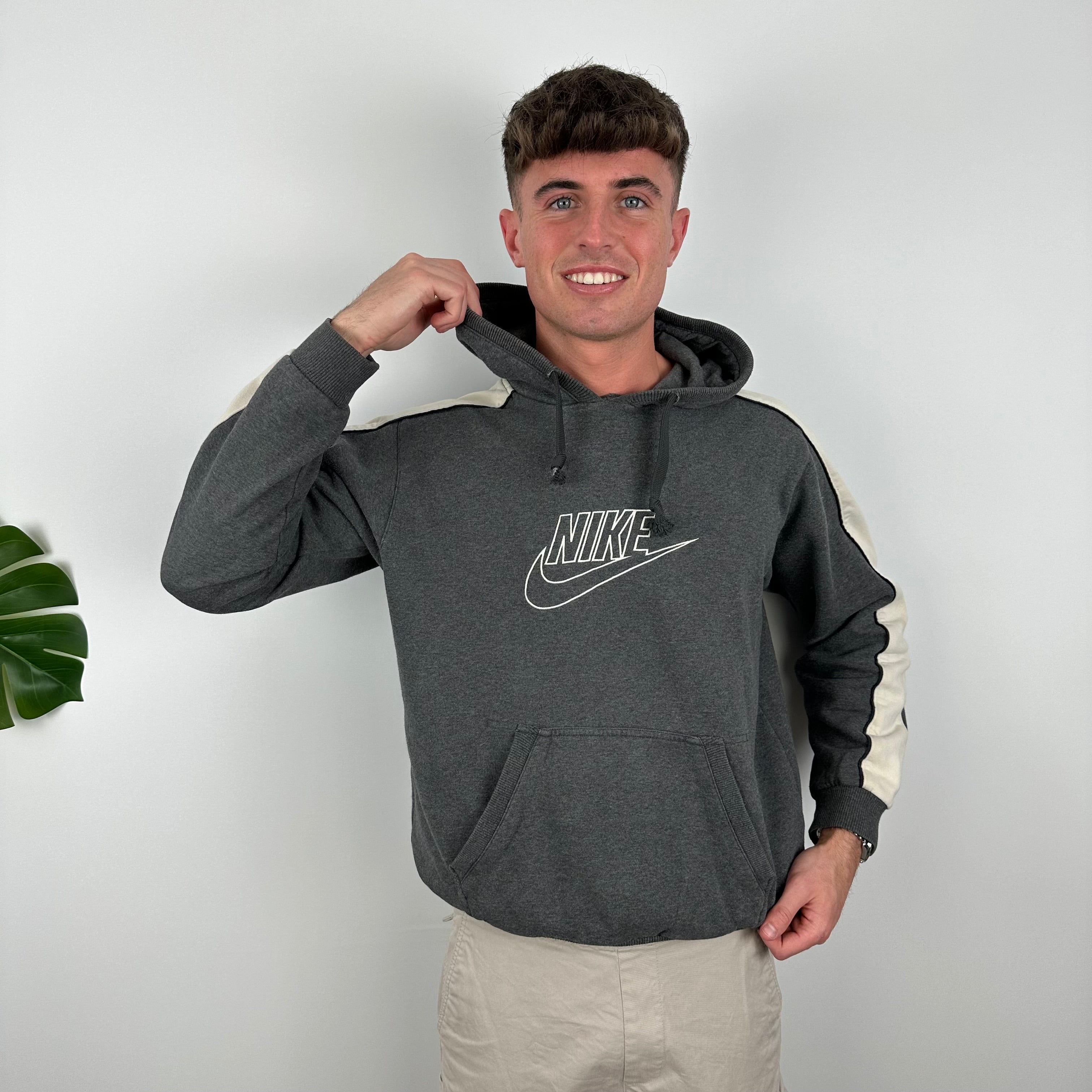 Nike Grey Embroidered Spell Out Hoodie (M)