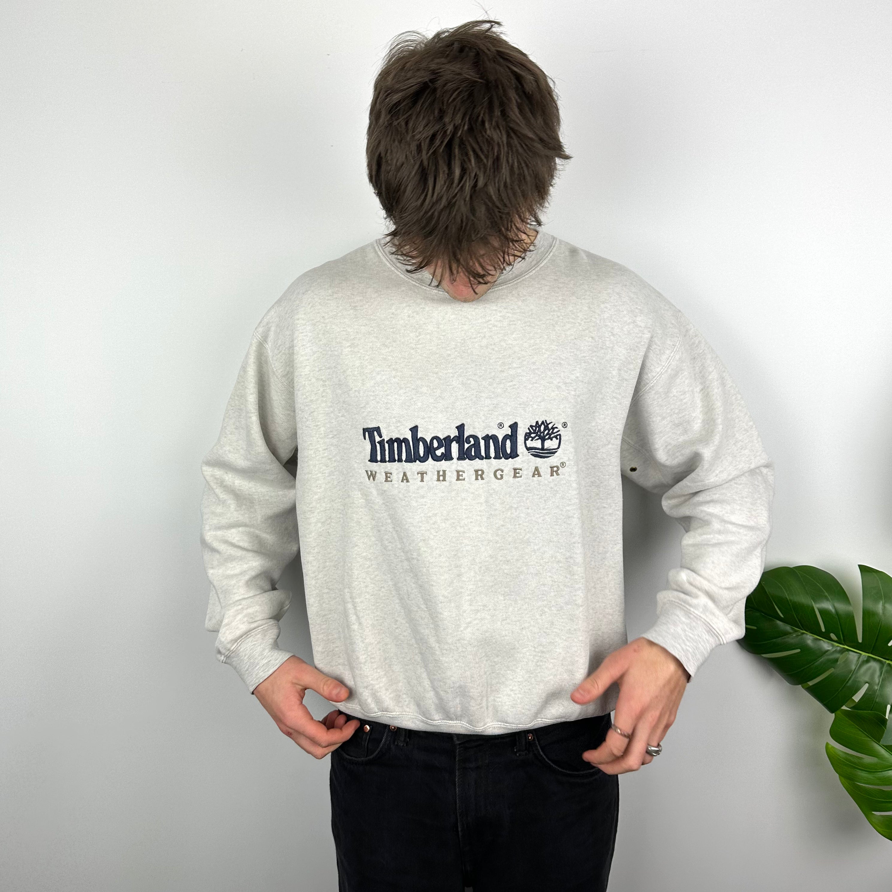 Timberland Grey Embroidered Spell Out Sweatshirt (L)