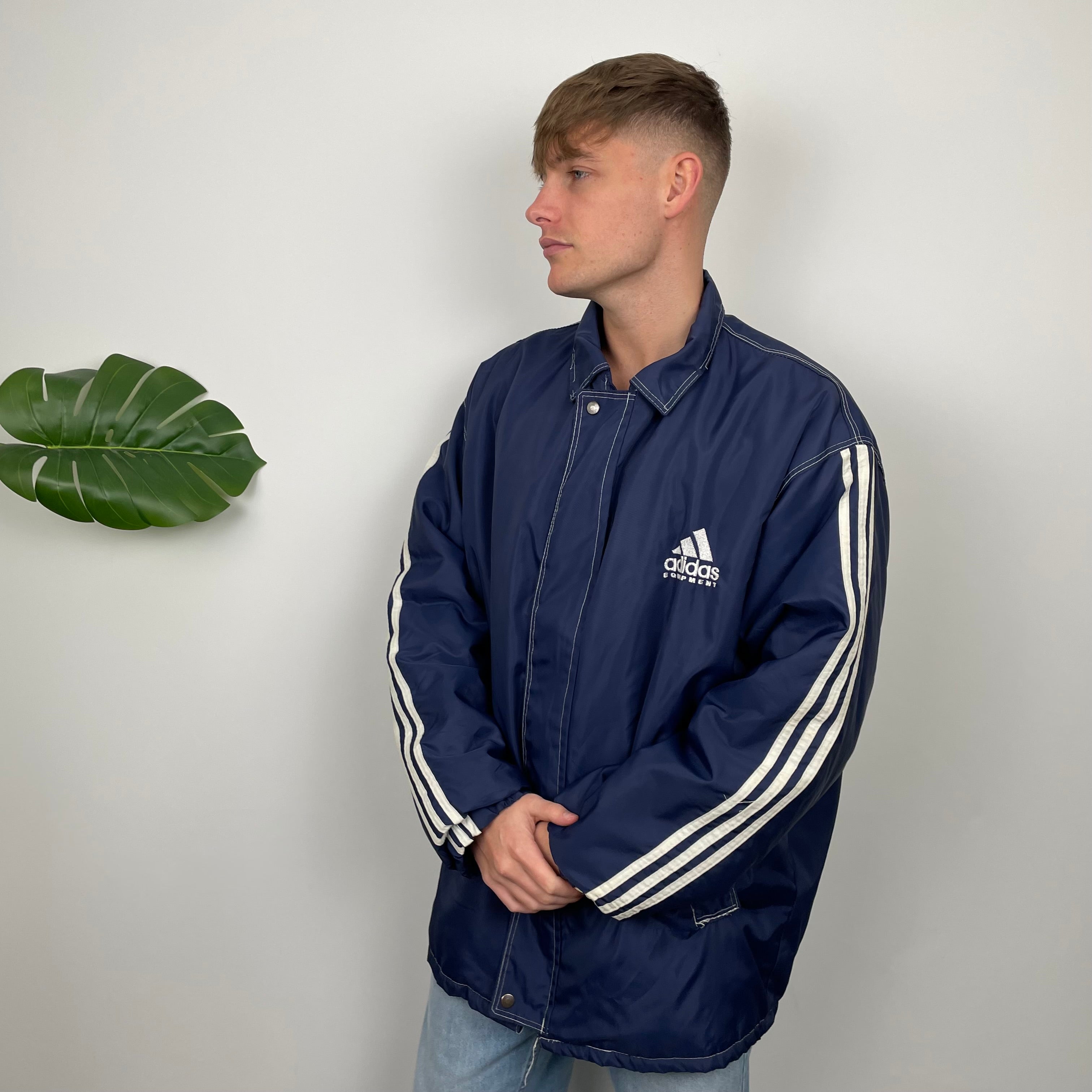 Adidas Equipment RARE Navy Embroidered Spell Out Padded Jacket (XXL)