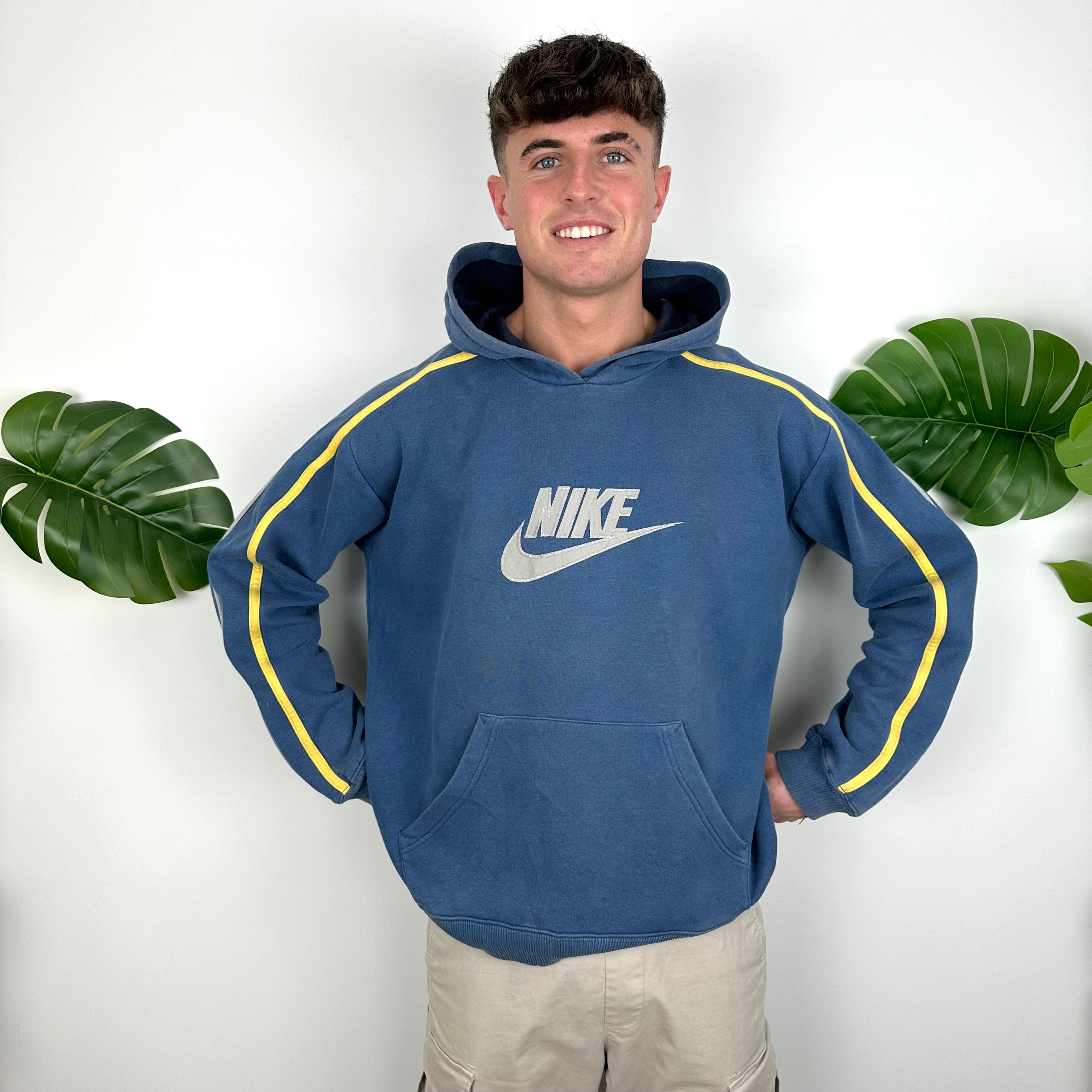 Nike Blue Embroidered Spell Out Hoodie (XL)