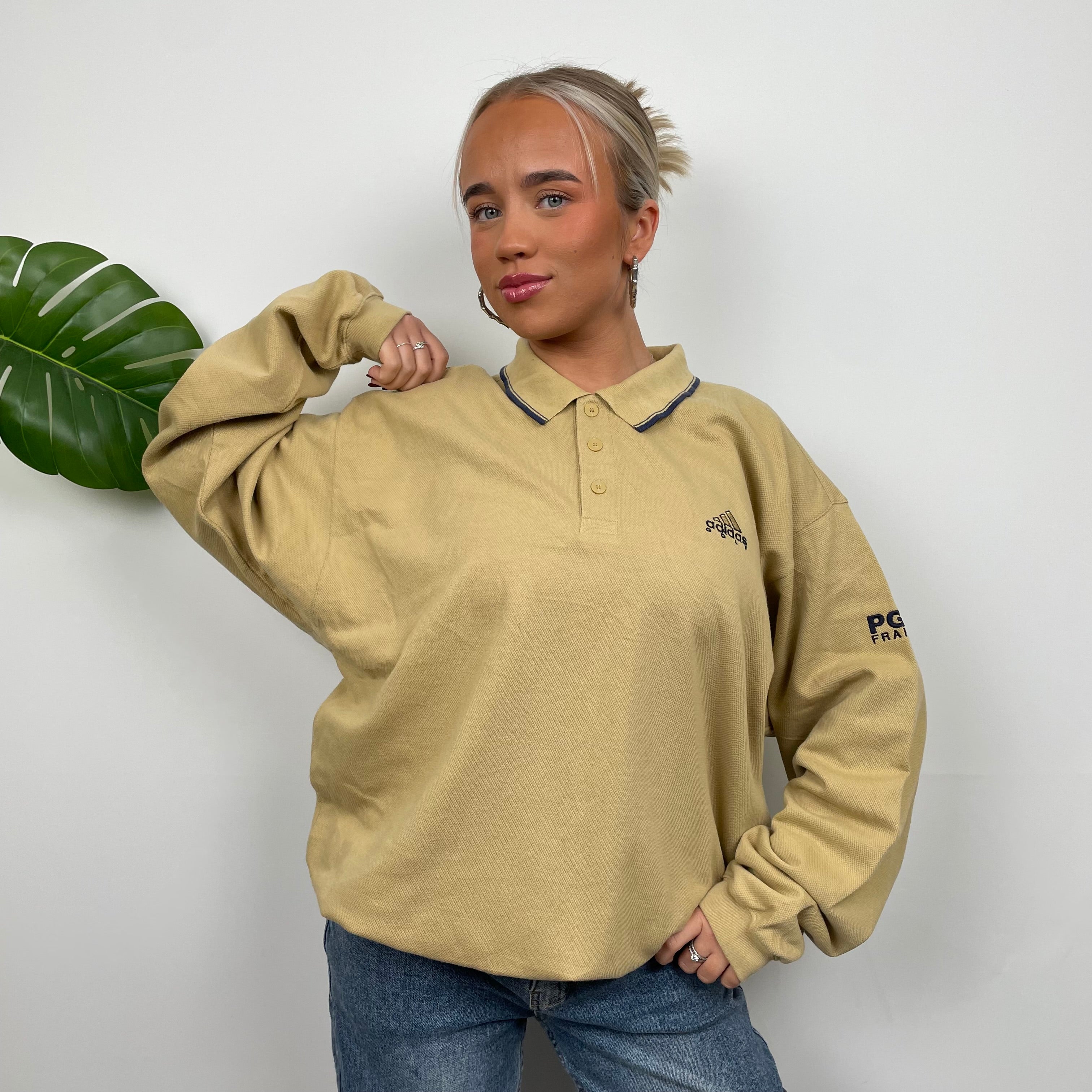 Adidas Golf RARE Tan Embroidered Spell Out Sweatshirt (L)