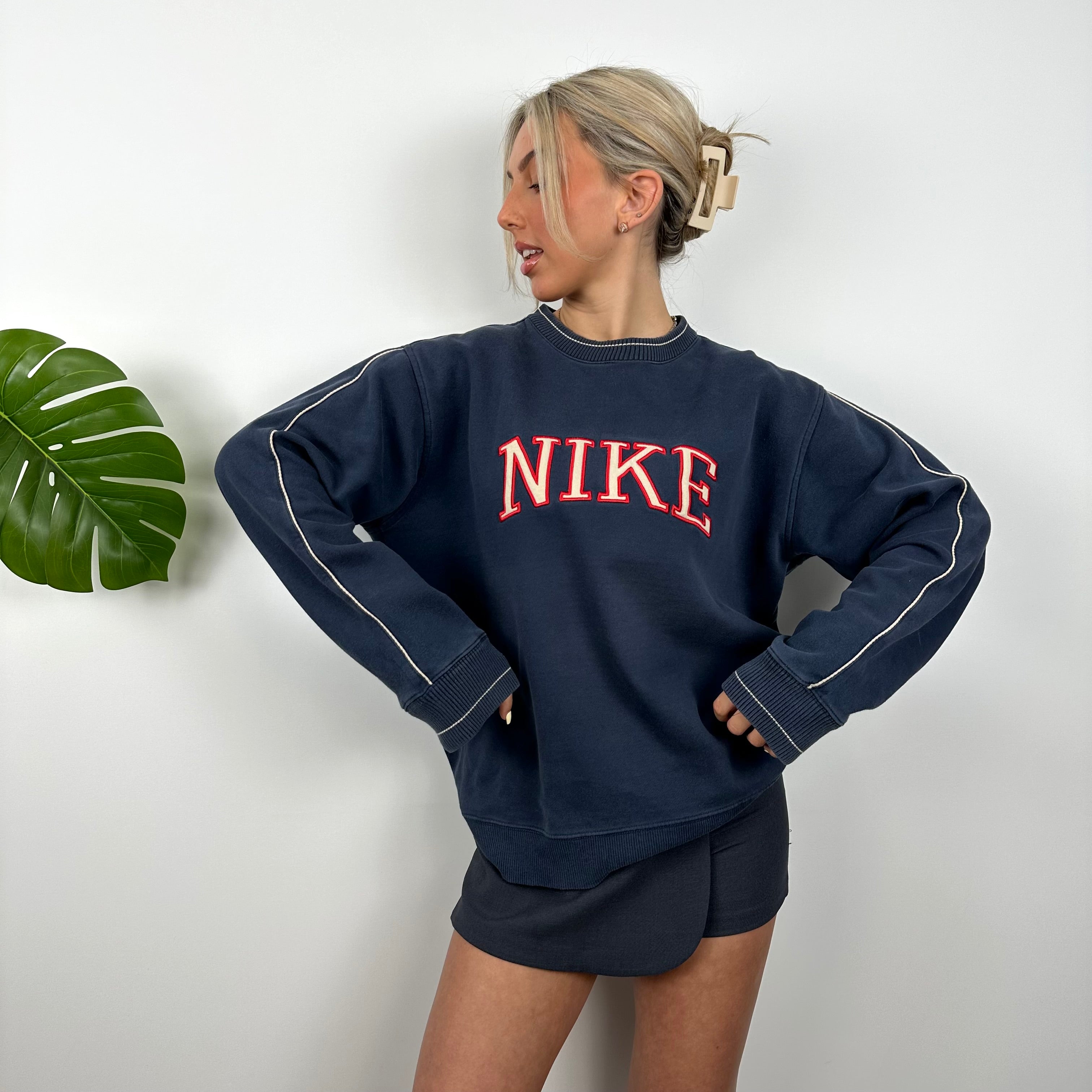 Nike Navy Embroidered Spell Out Sweatshirt (M)