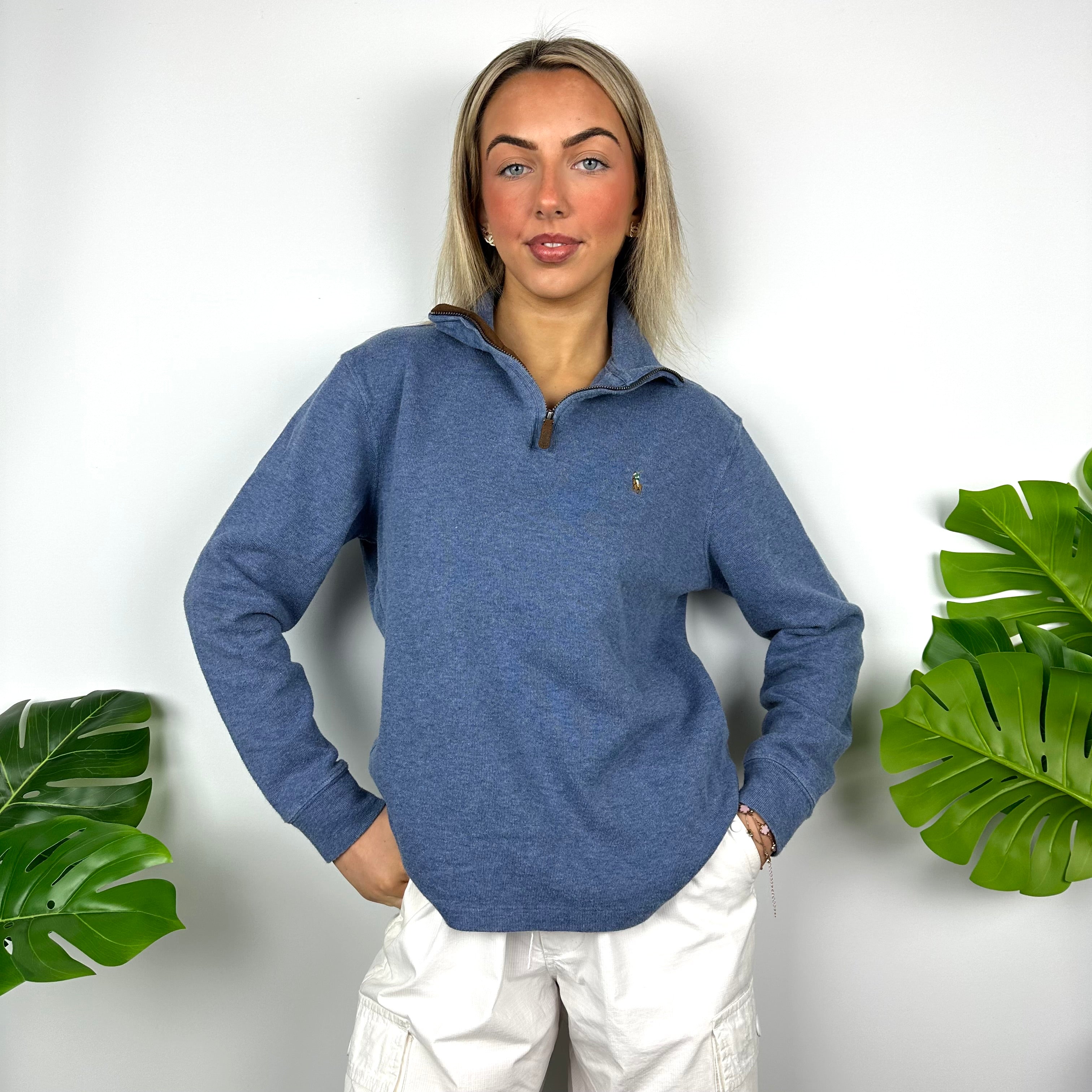 Sudadera Ralph Lauren Stretch Jersey Cuarto Cremallera Azul Marino Mujer