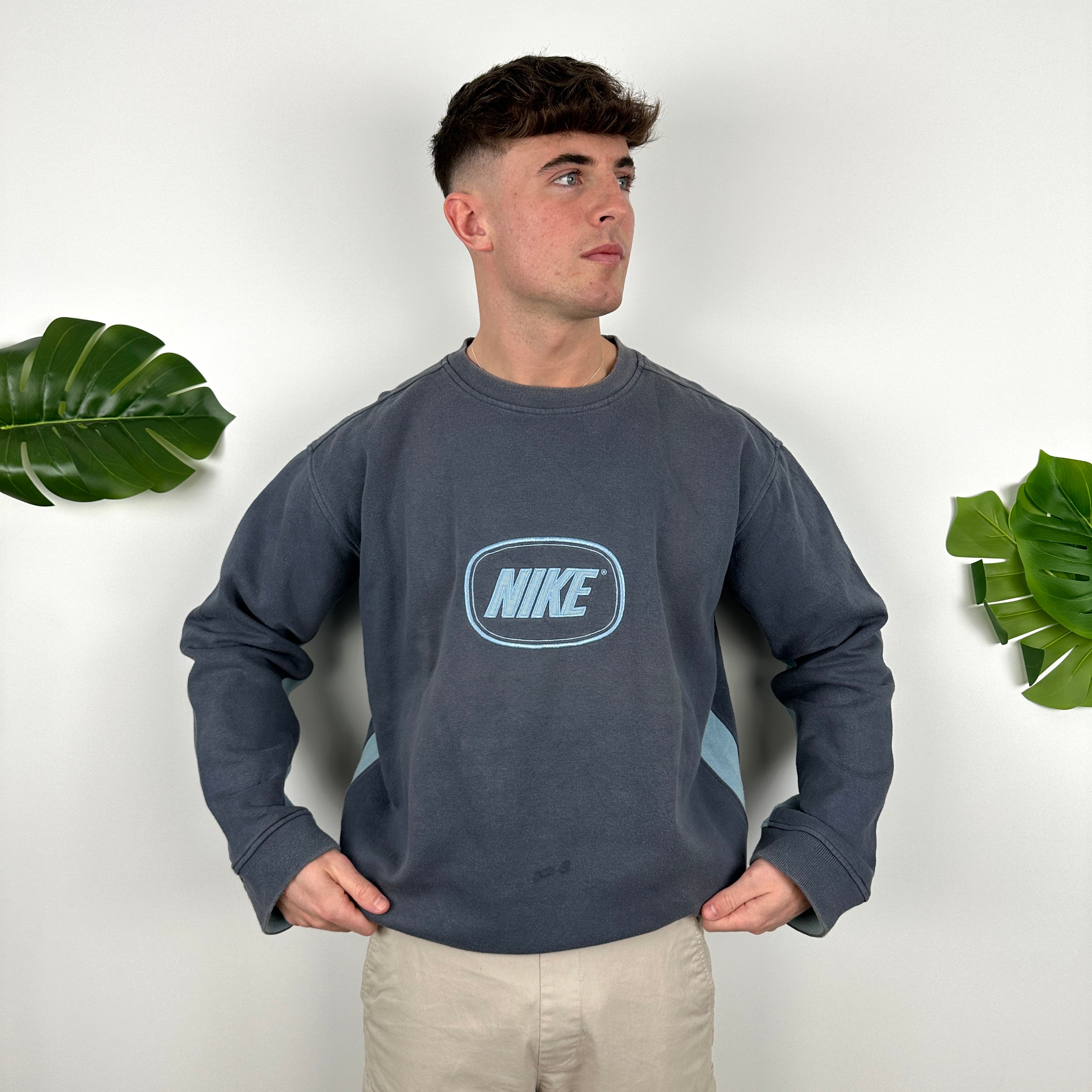 Nike Navy Embroidered Spell Out Sweatshirt (L)