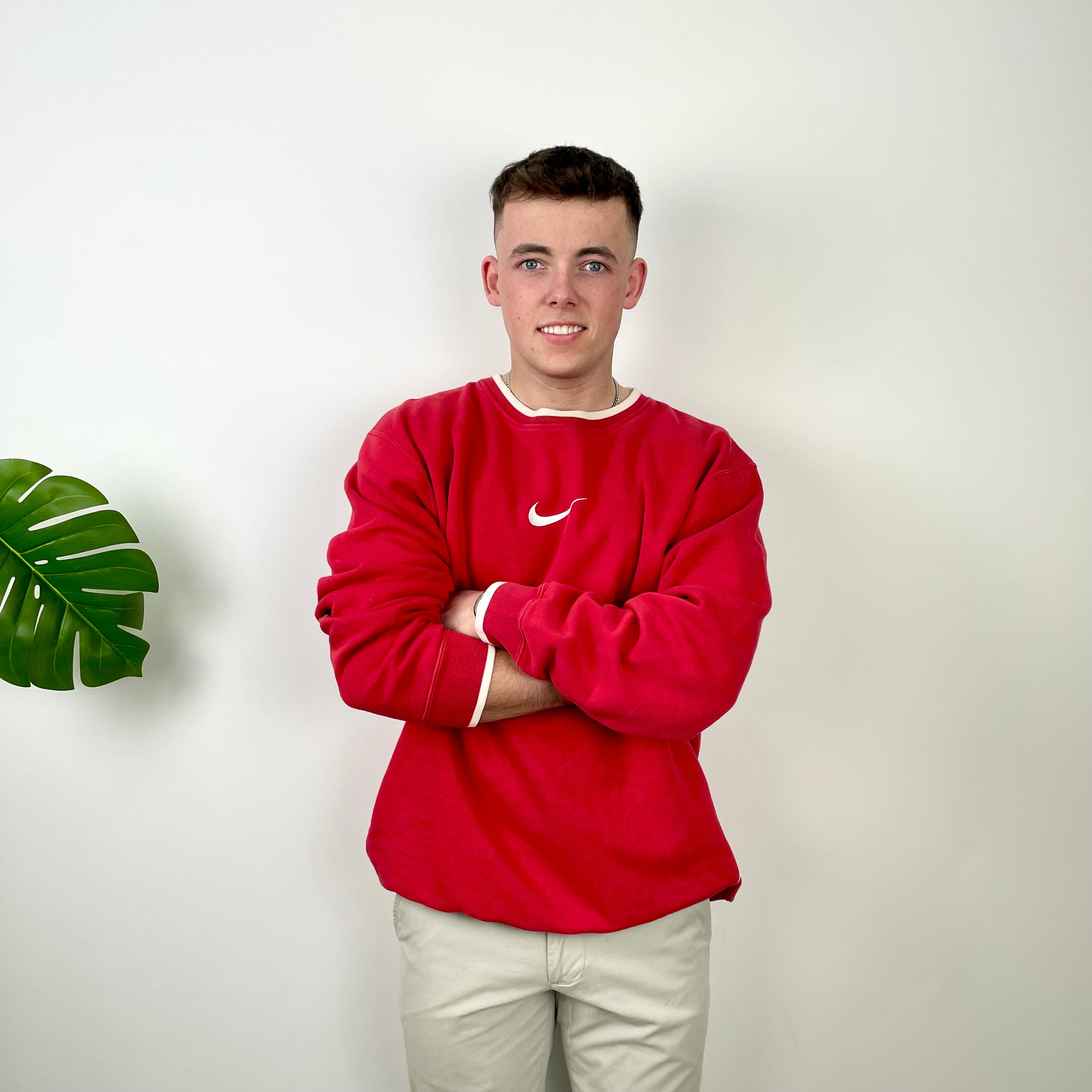Nike Red Embroidered Swoosh Sweatshirt (XXL)