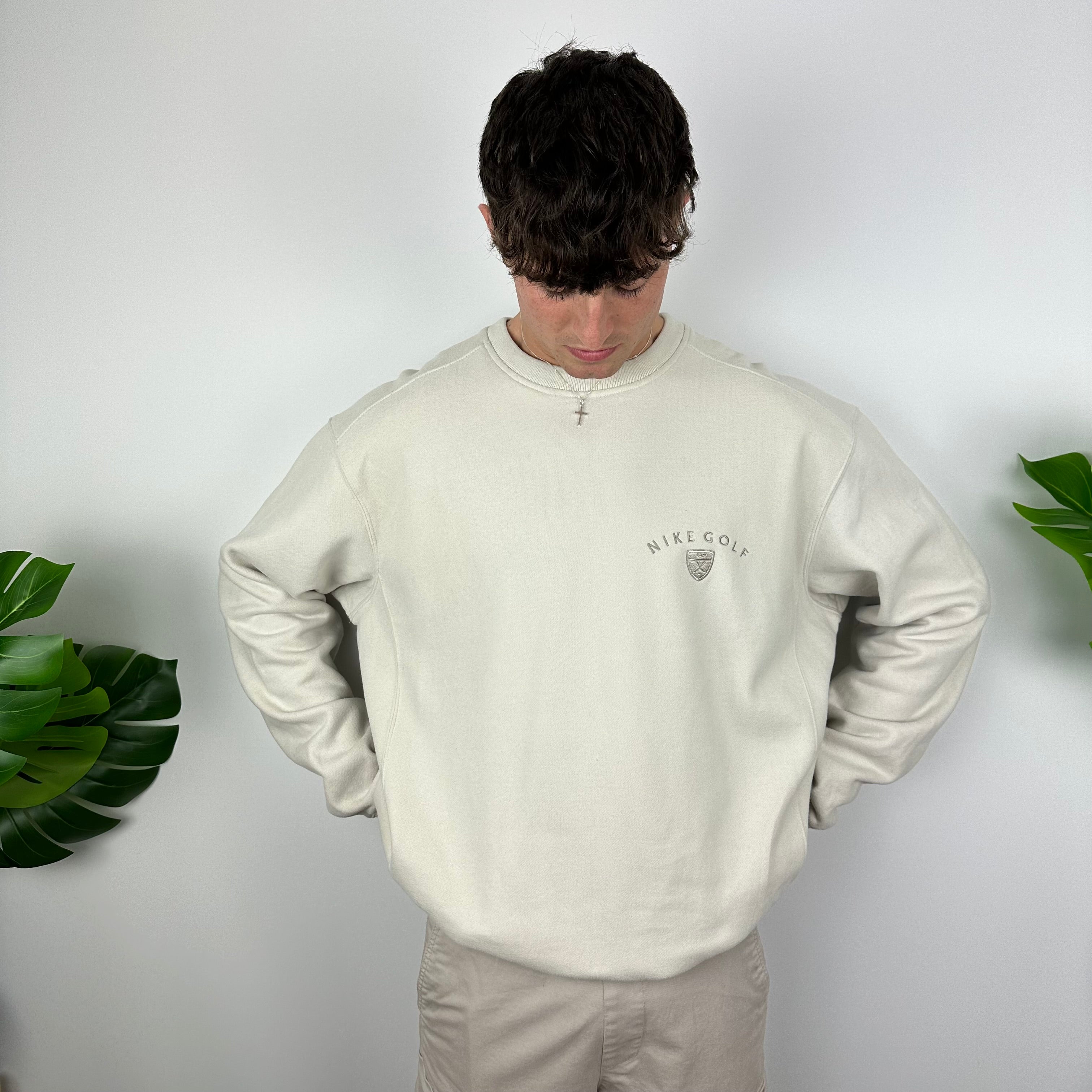 Nike Golf RARE Cream Embroidered Spell Out Sweatshirt (XXL)