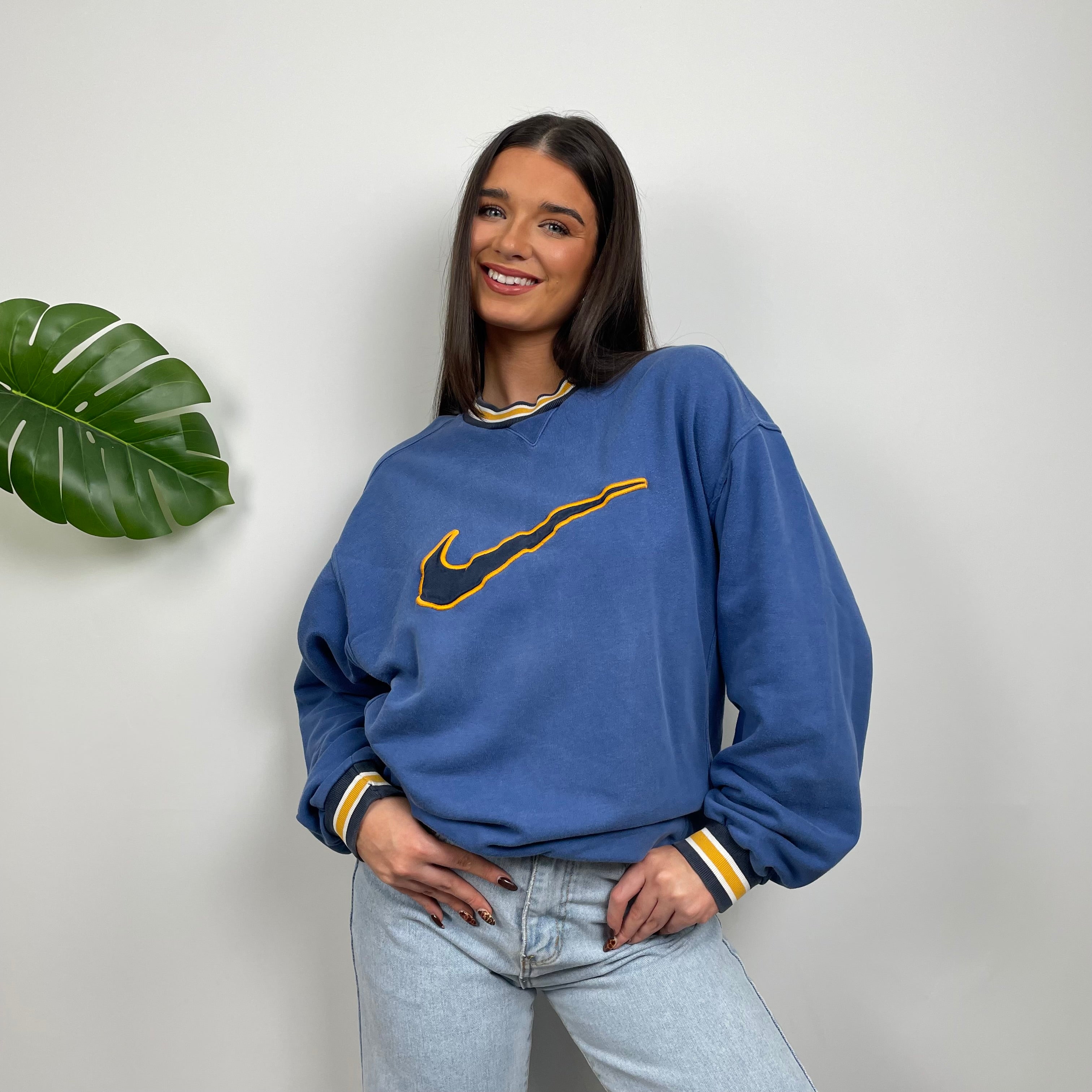 Nike RARE Blue Embroidered Swoosh Sweatshirt (M)