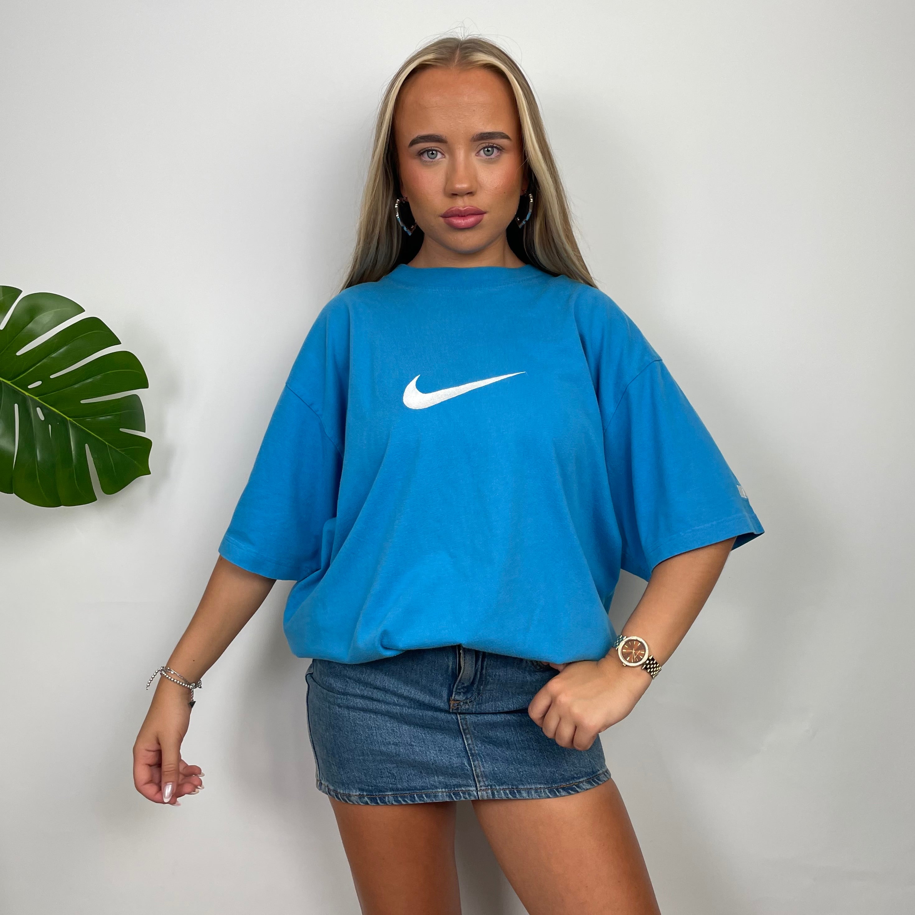 Nike Blue Embroidered Spell Out T Shirt (L)