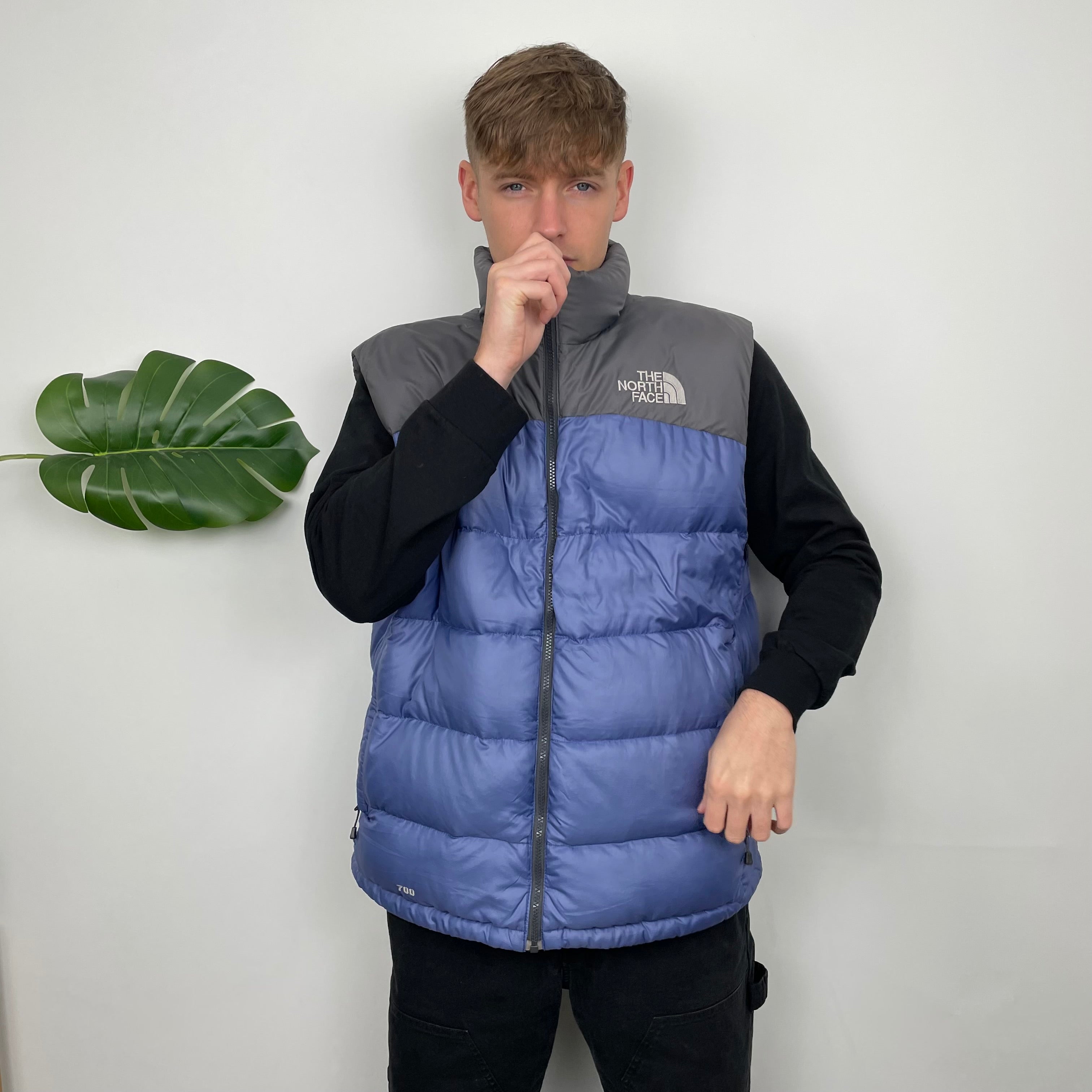 North Face RARE Blue Nuptse 700 Puffer Gilet (XL)