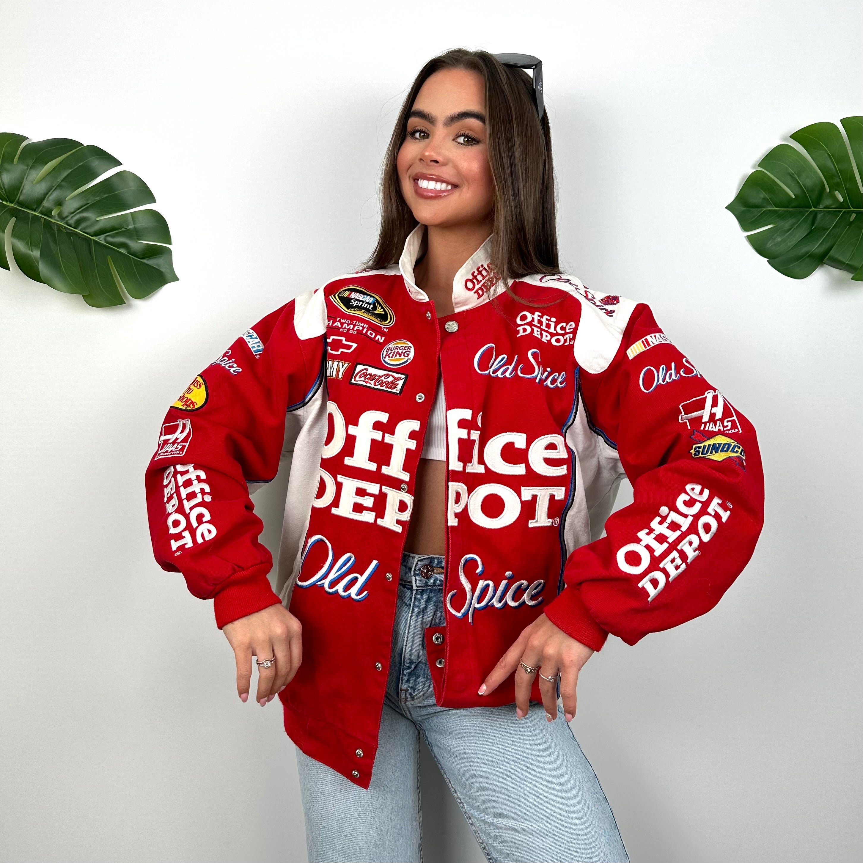 Office Depot X Old Spice Red & White NASCAR Racing Jacket (M)