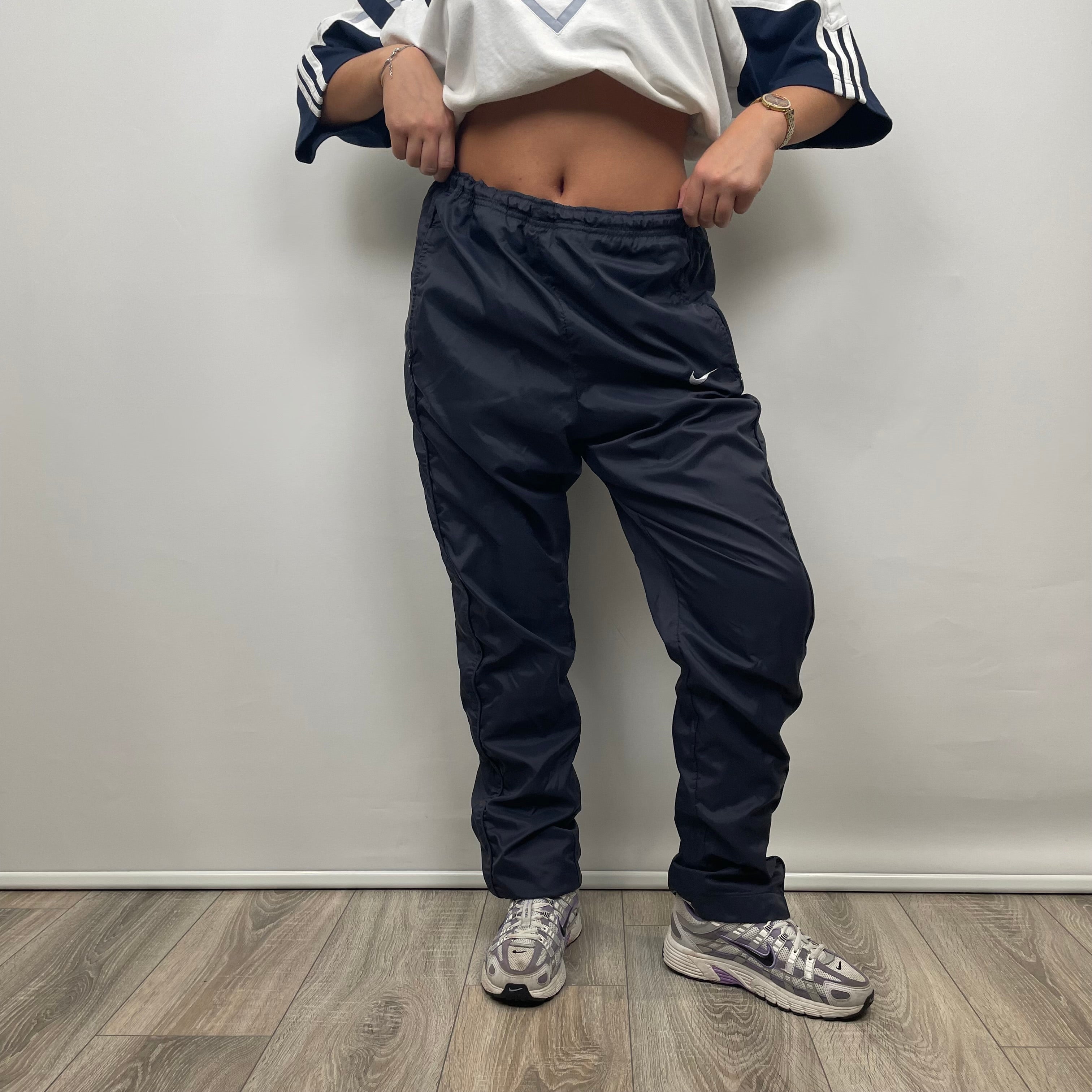 Nike Navy Embroidered Swoosh Track Pants (M)