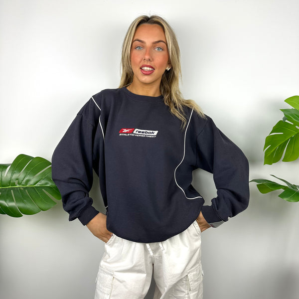 Reebok Navy Embroidered Spell Out Sweatshirt (M)