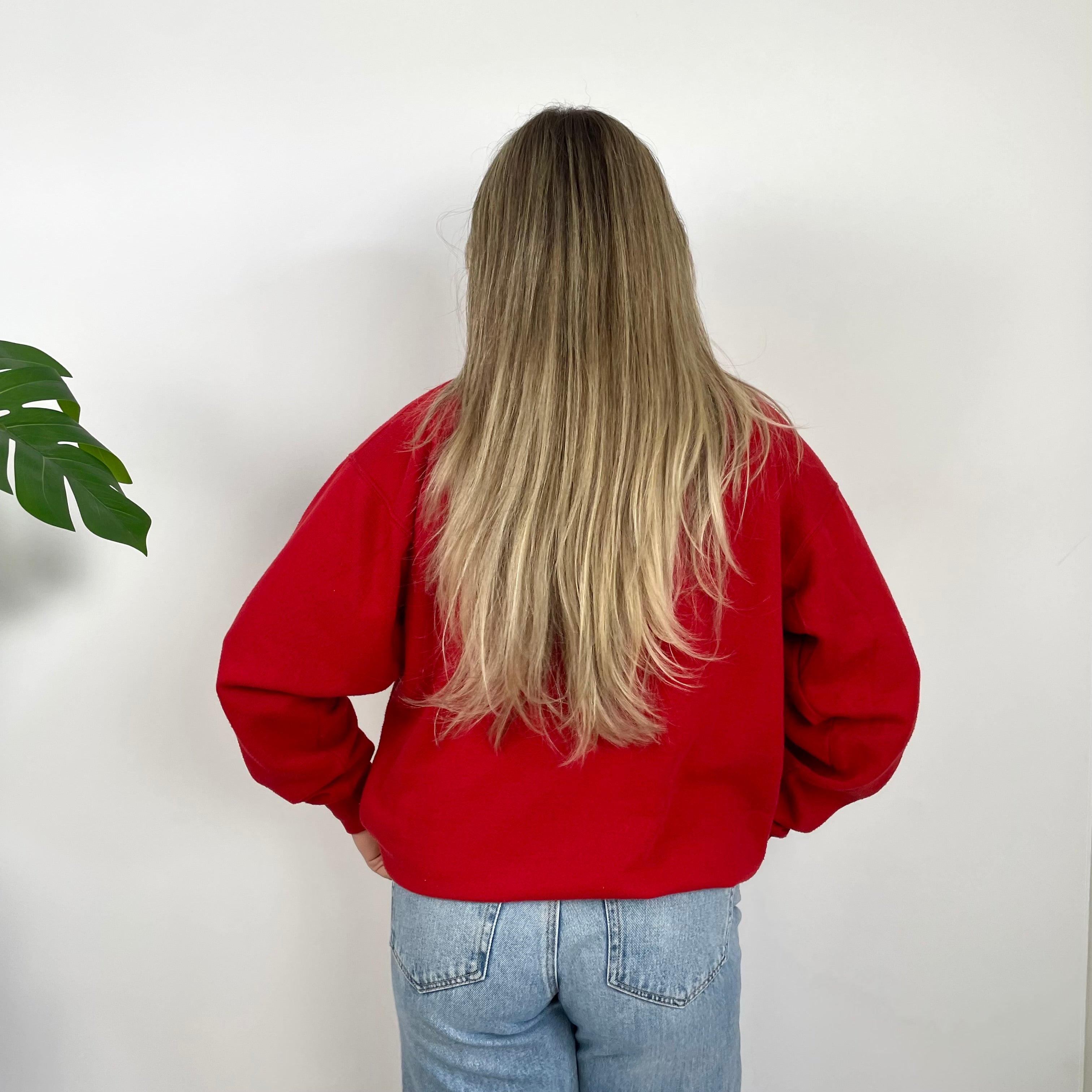 Timberland Red Embroidered Spell Out Sweatshirt (M)