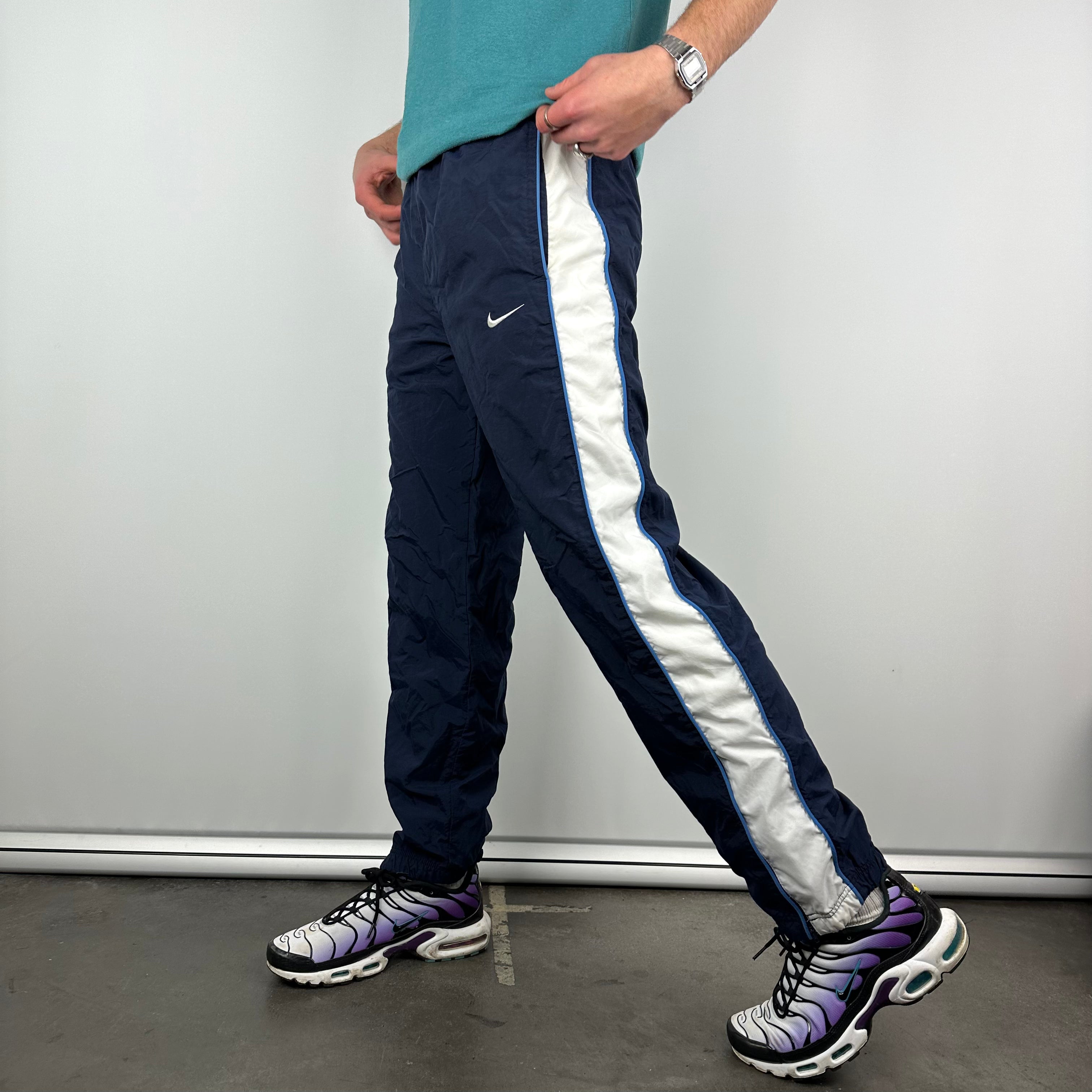 Nike Navy Embroidered Swoosh Track Pants (M)