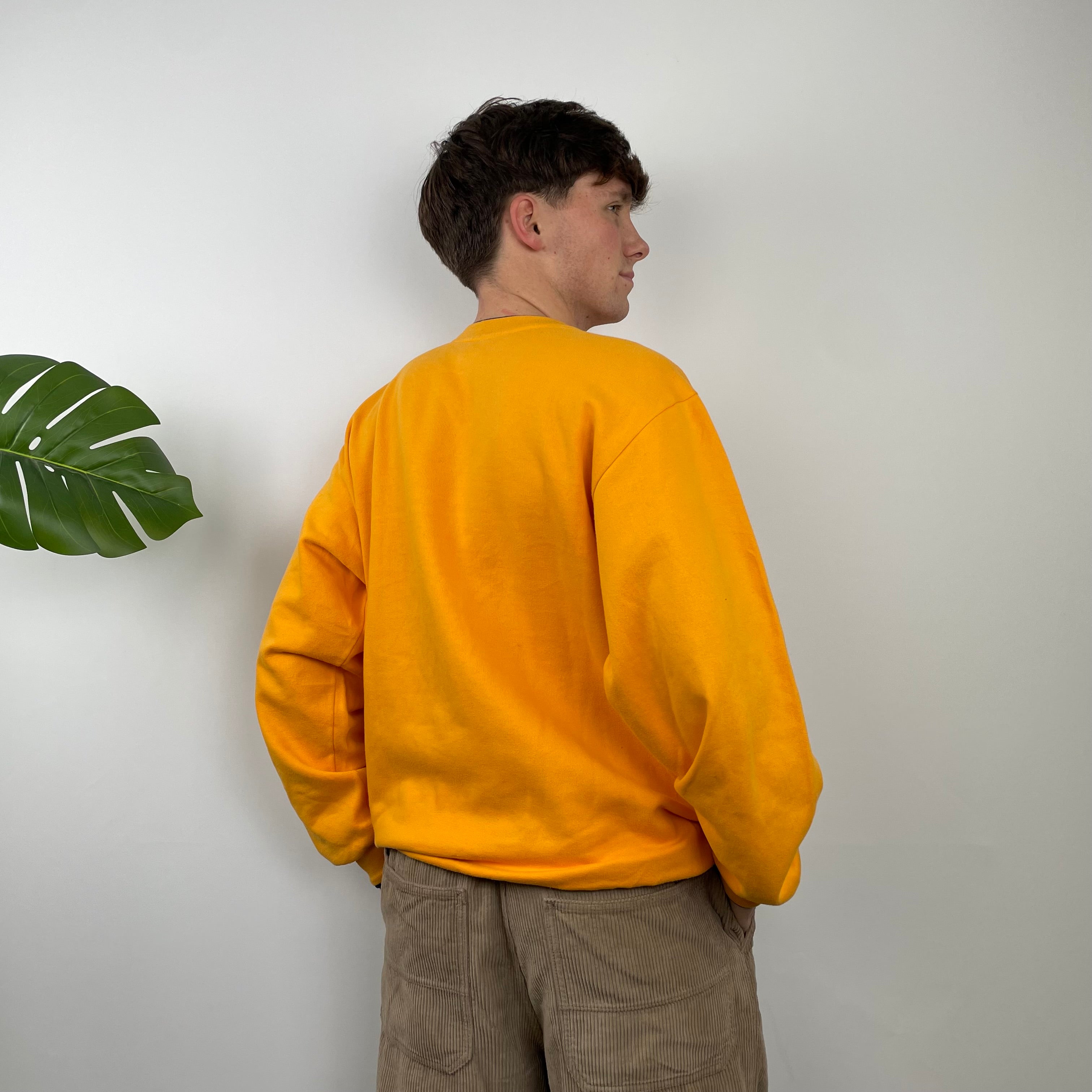 Adidas Orange Embroidered Spell Out Sweatshirt (M)