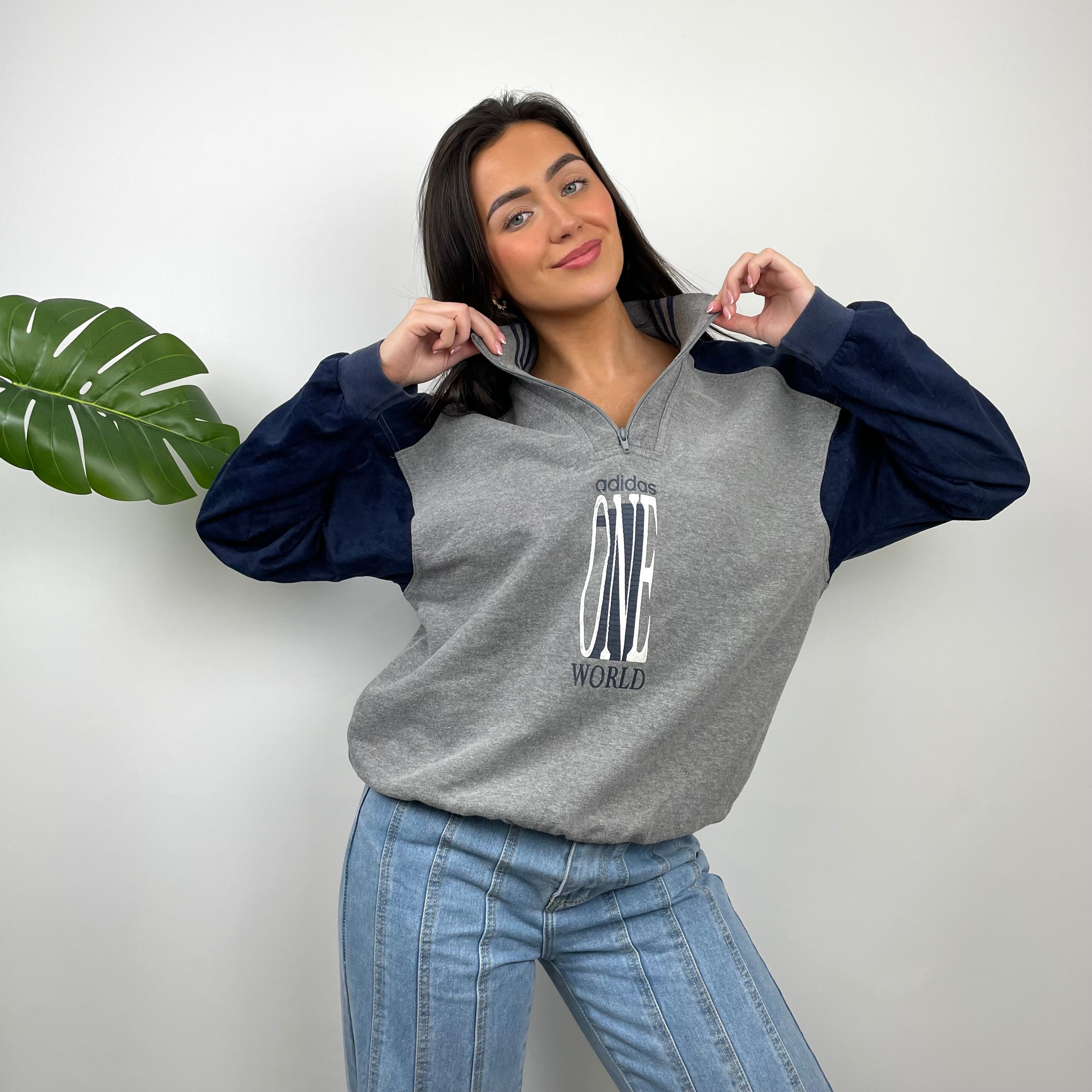 Adidas One World RARE Spell Out Quarter Zip Sweatshirt (M)