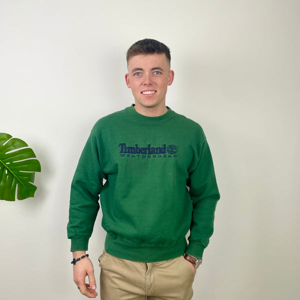 Timberland Green Embroidered Spell Out Sweatshirt (M)