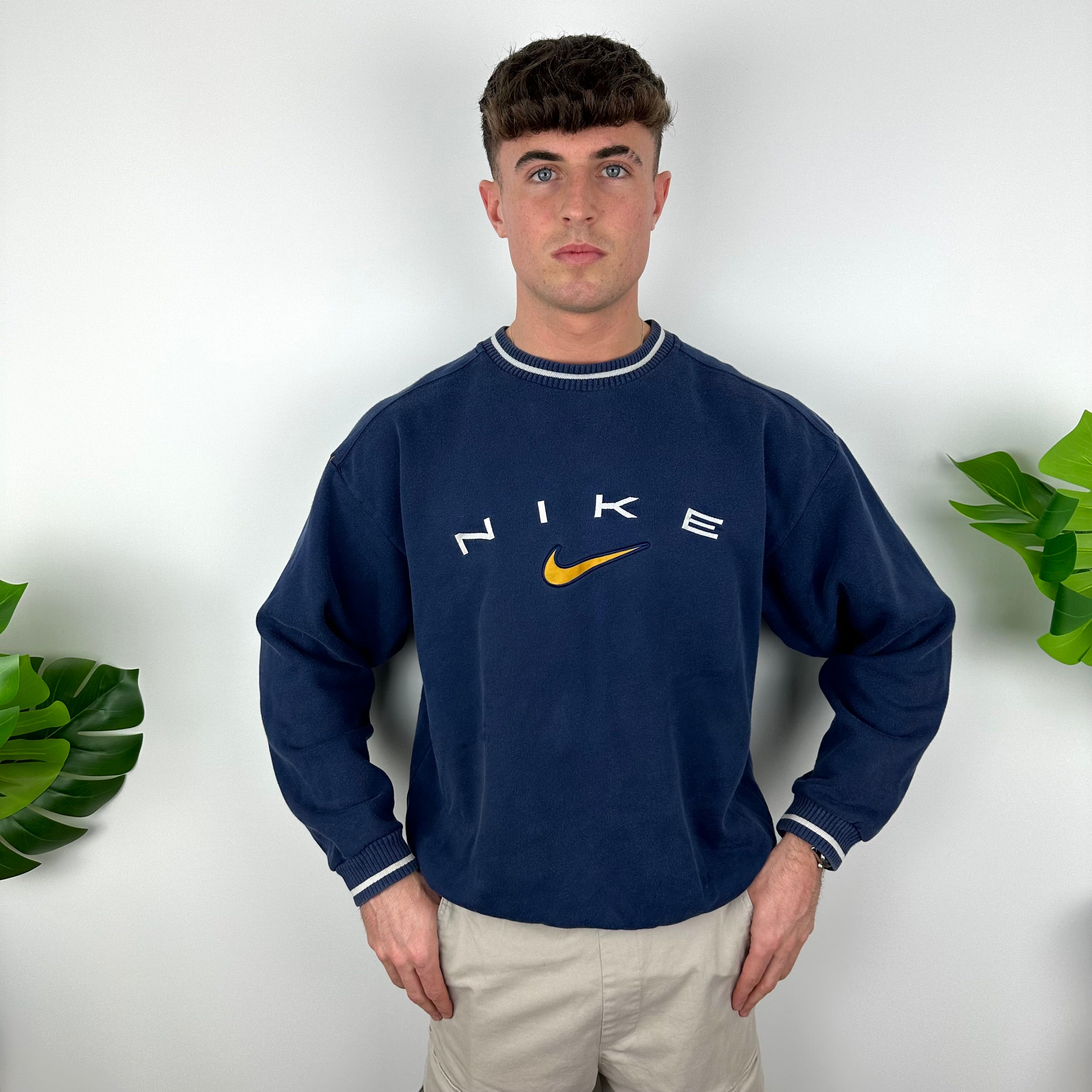 Nike Navy Embroidered Spell Out Sweatshirt (M)