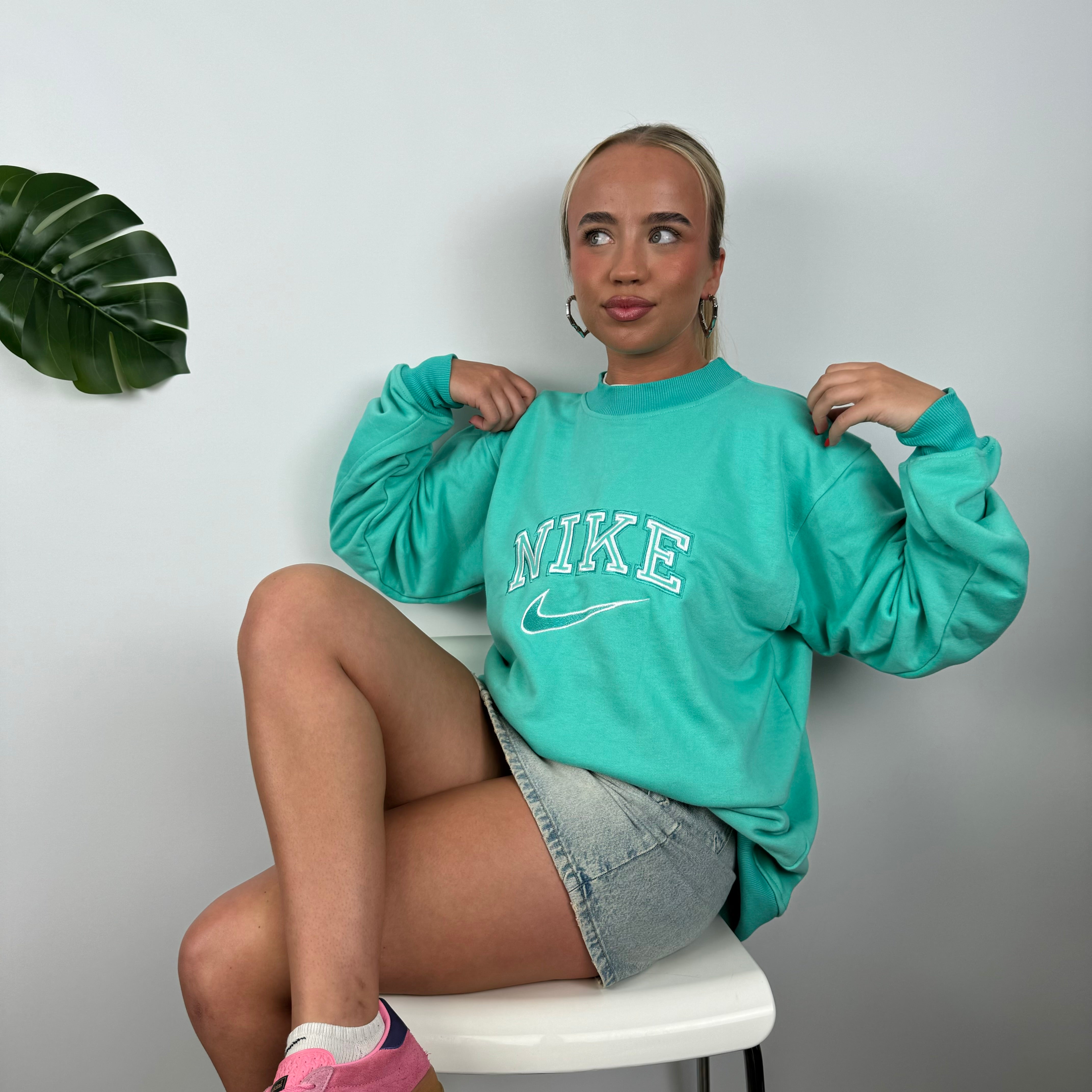 Nike Turquoise Embroidered Spell Out Sweatshirt (M)