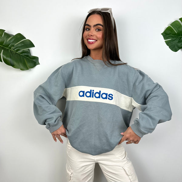 Adidas Dusty Blue Spell Out Sweatshirt (L)