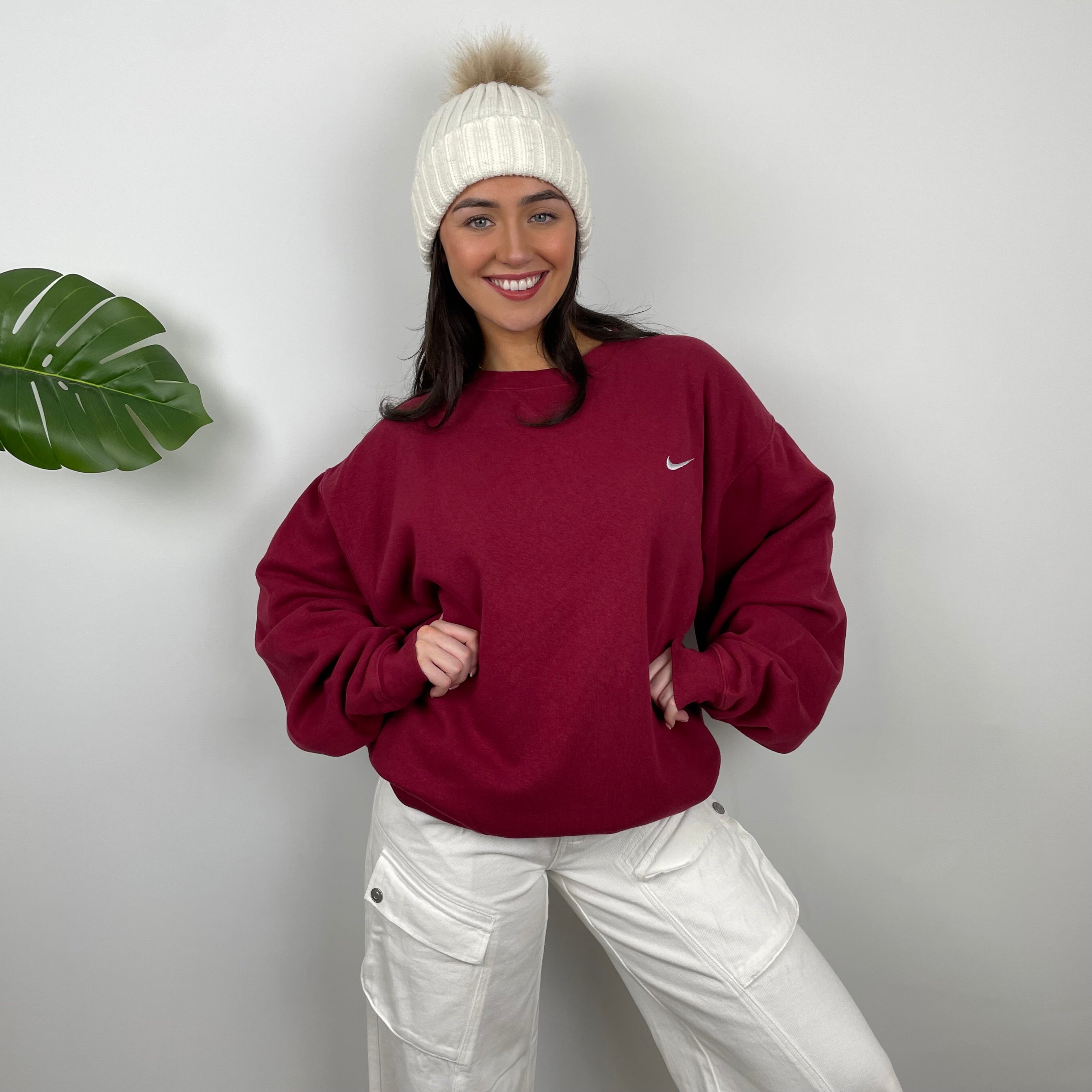 Nike Red Embroidered Swoosh Sweatshirt (XXL)
