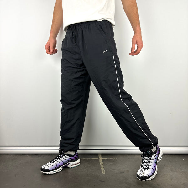 Nike Black Embroidered Swoosh Track Pants (L)