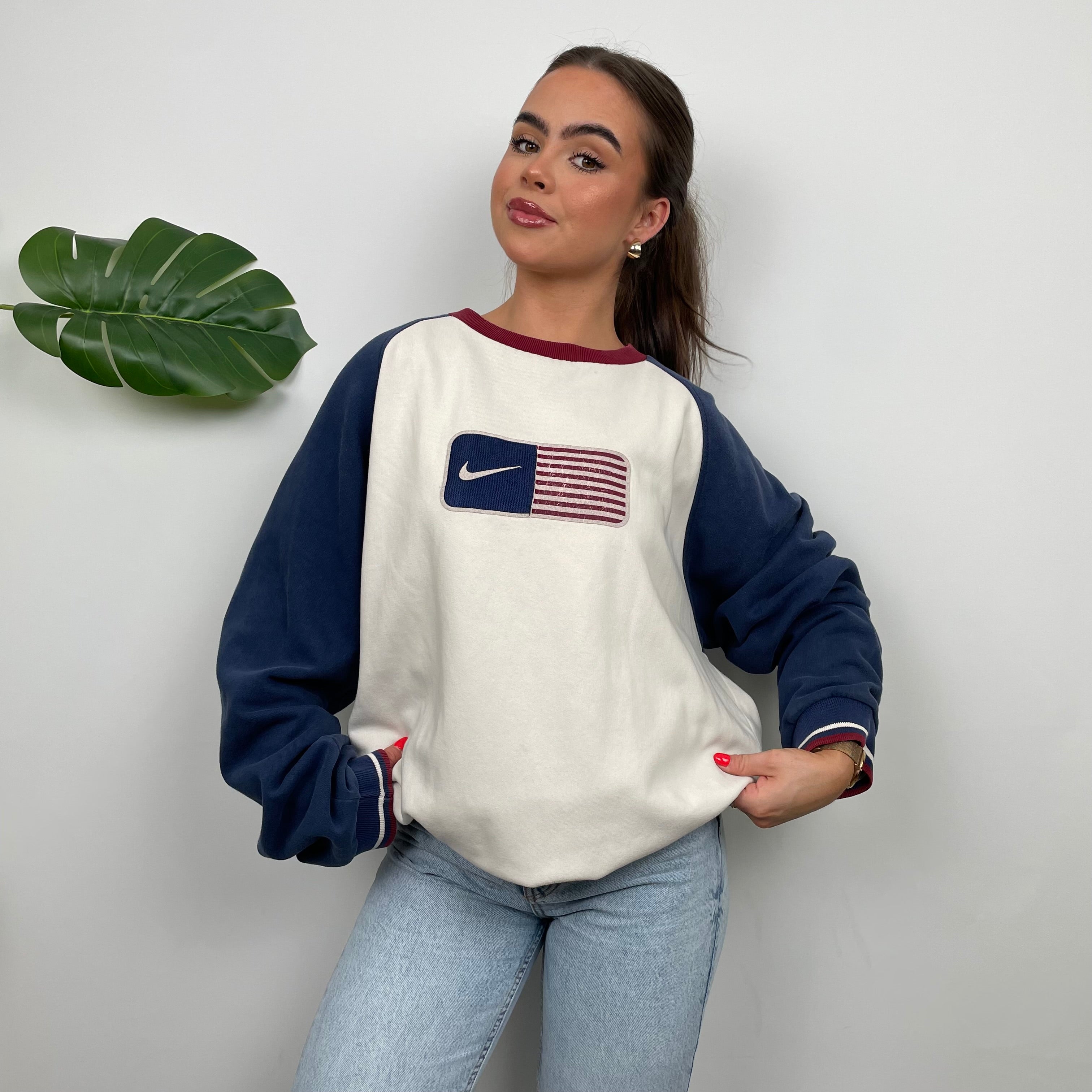 Nike X USA White Embroidered Spell Out Sweatshirt (L)