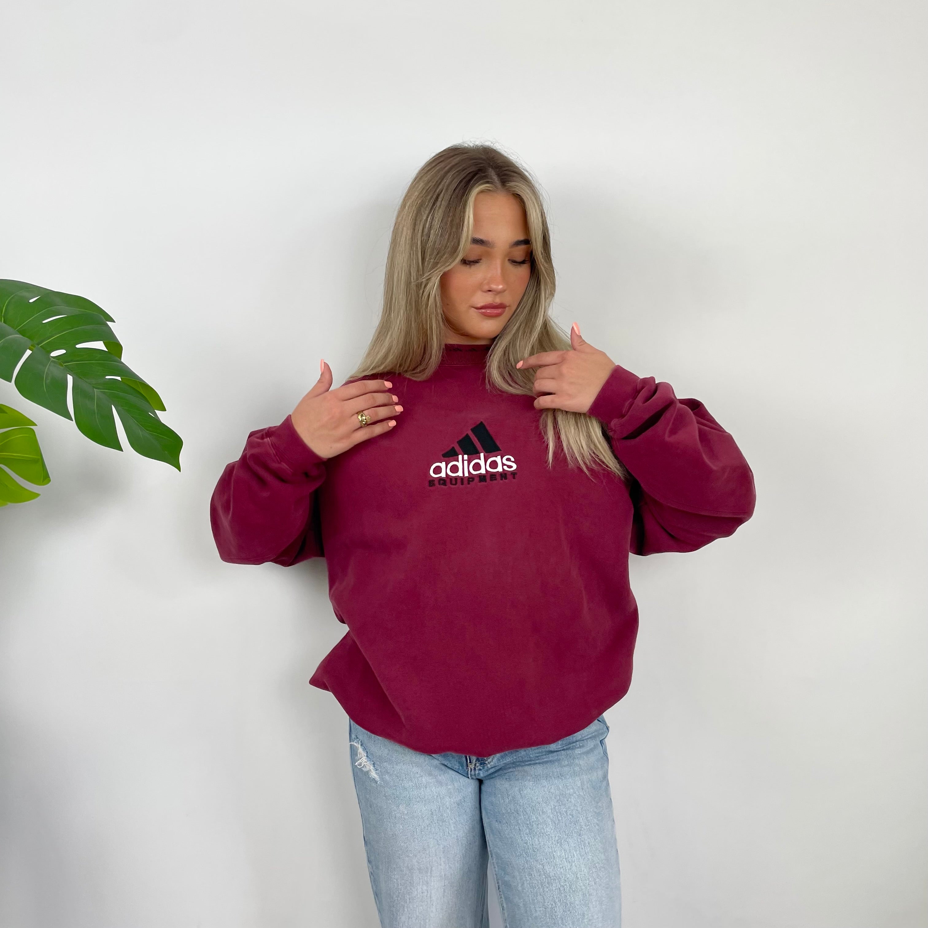 Adidas Equipment RARE Red Embroidered Spell Out Sweatshirt (L)