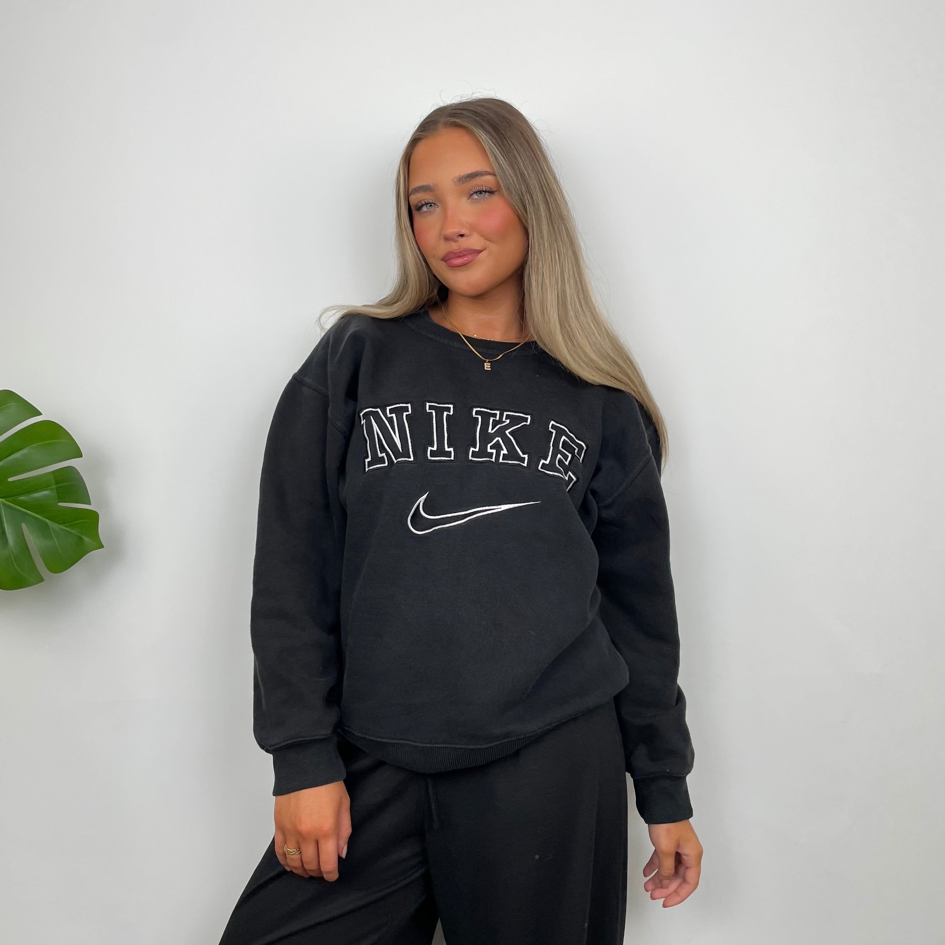 Nike Grey Embroidered Spell Out Sweatshirt (XS)