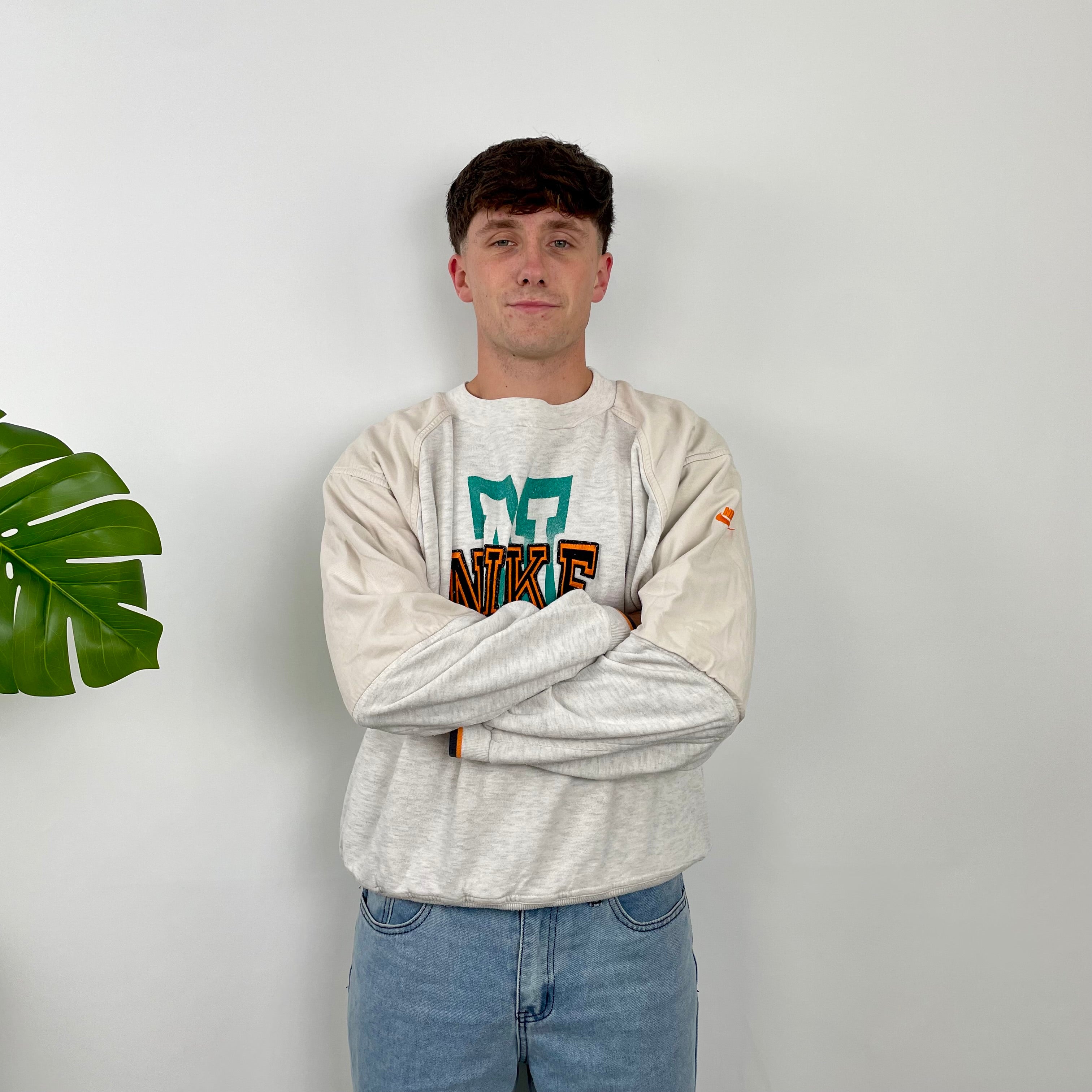 Nike Grey Embroidered Spell Out Sweatshirt (M)