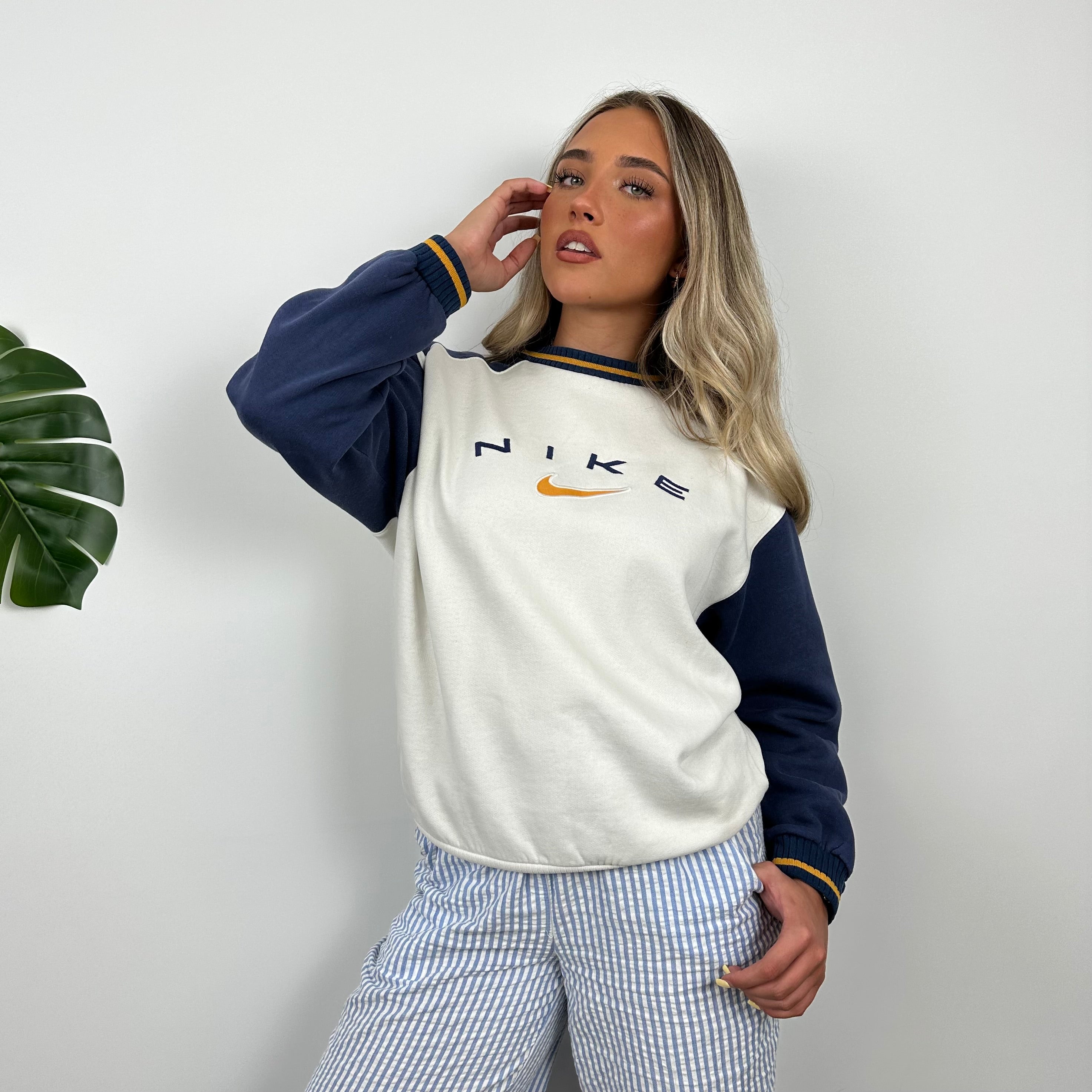 Nike White Embroidered Spell Out Sweatshirt (S)