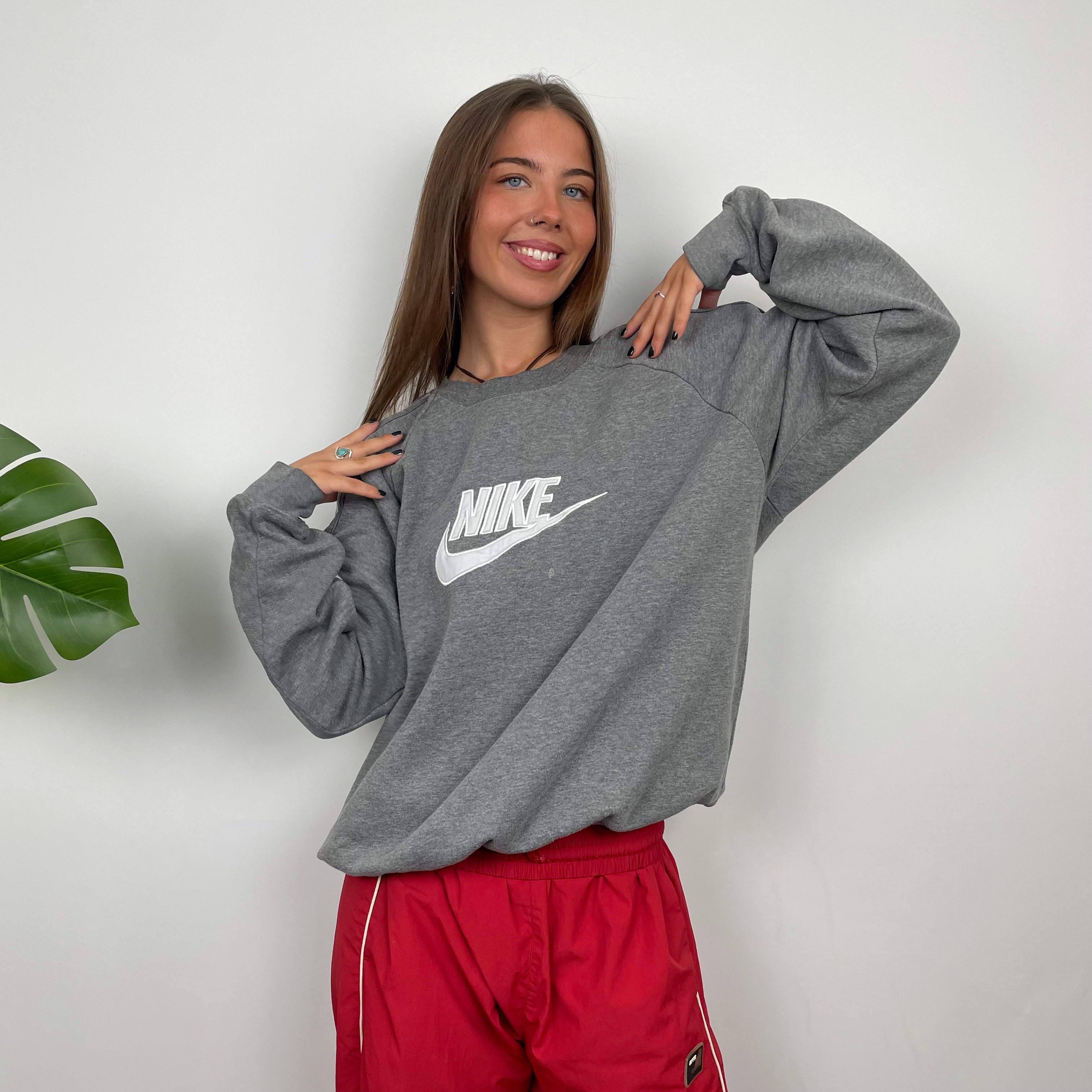 Nike Grey Embroidered Spell Out Sweatshirt (M)