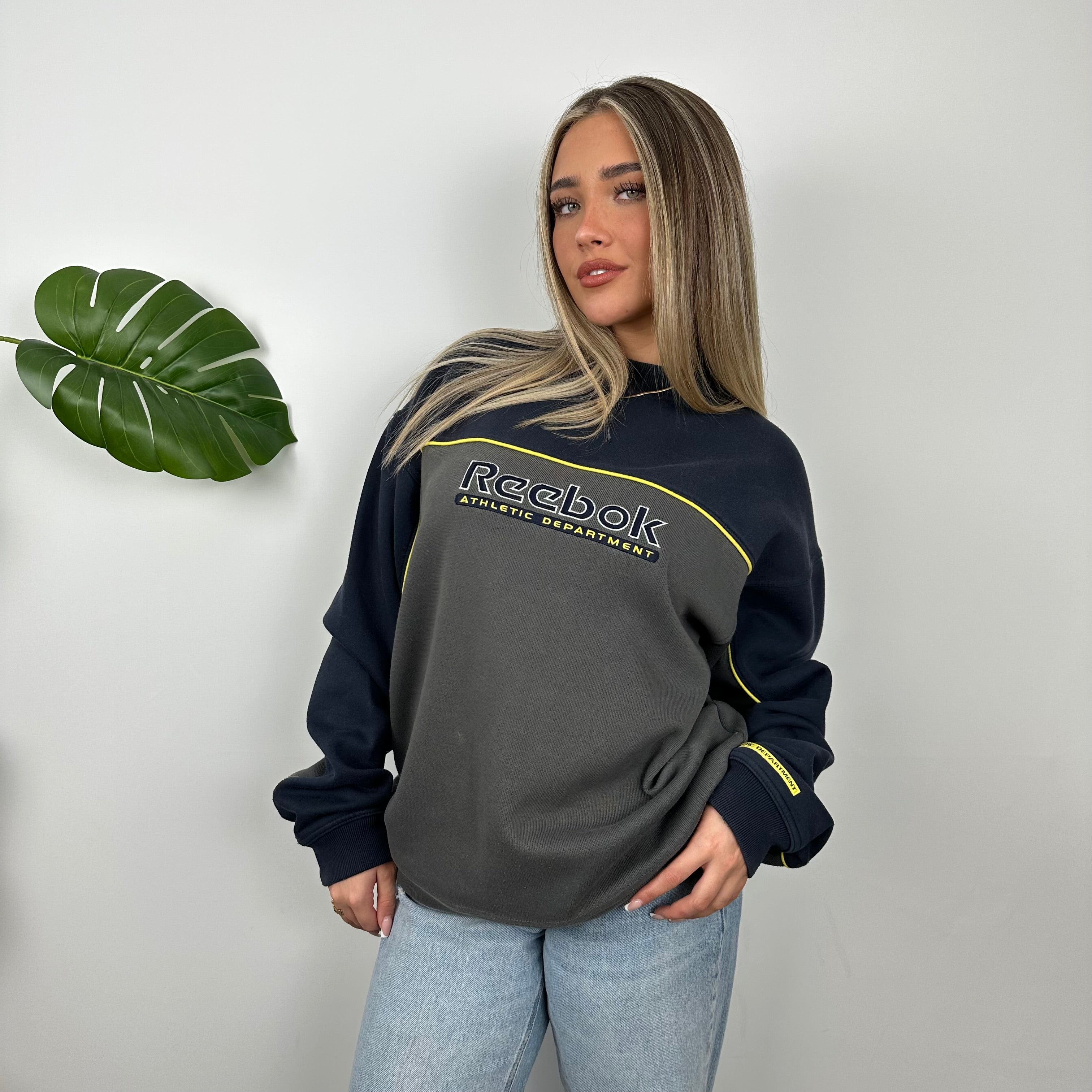 Reebok Grey Embroidered Spell Out Sweatshirt (L)