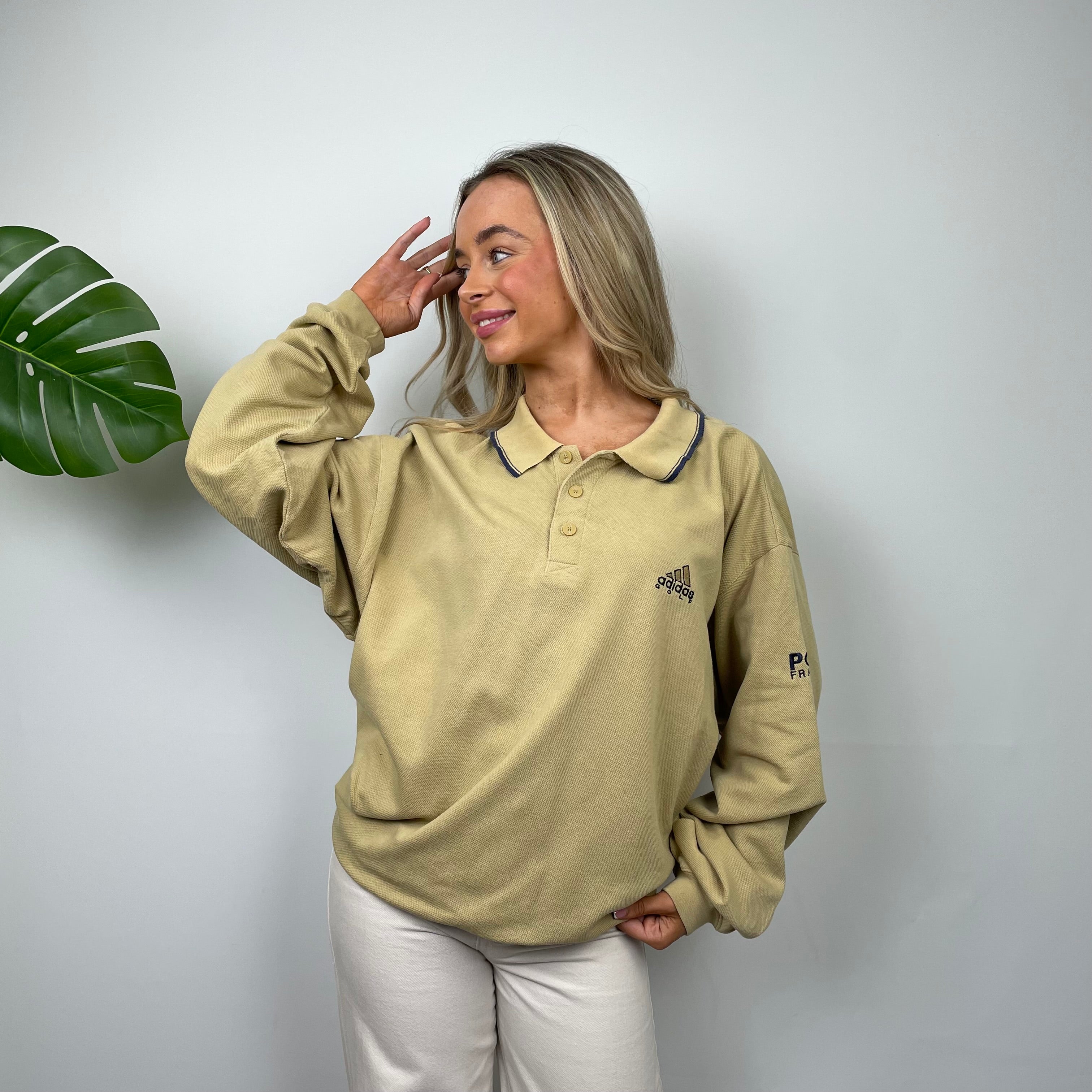 Adidas Golf RARE Tan Embroidered Spell Out Sweatshirt (L)