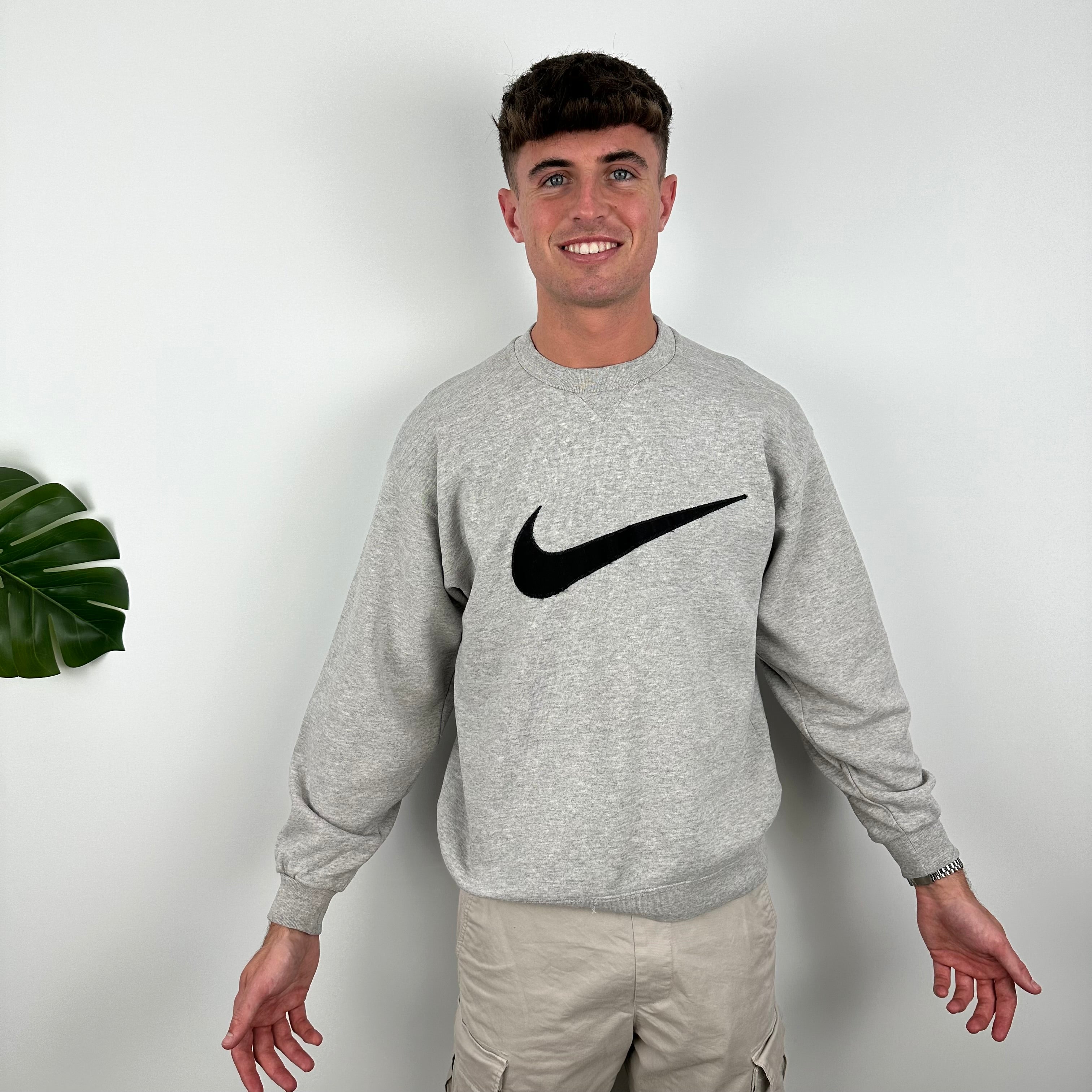 Nike Grey Embroidered Swoosh Sweatshirt (M)