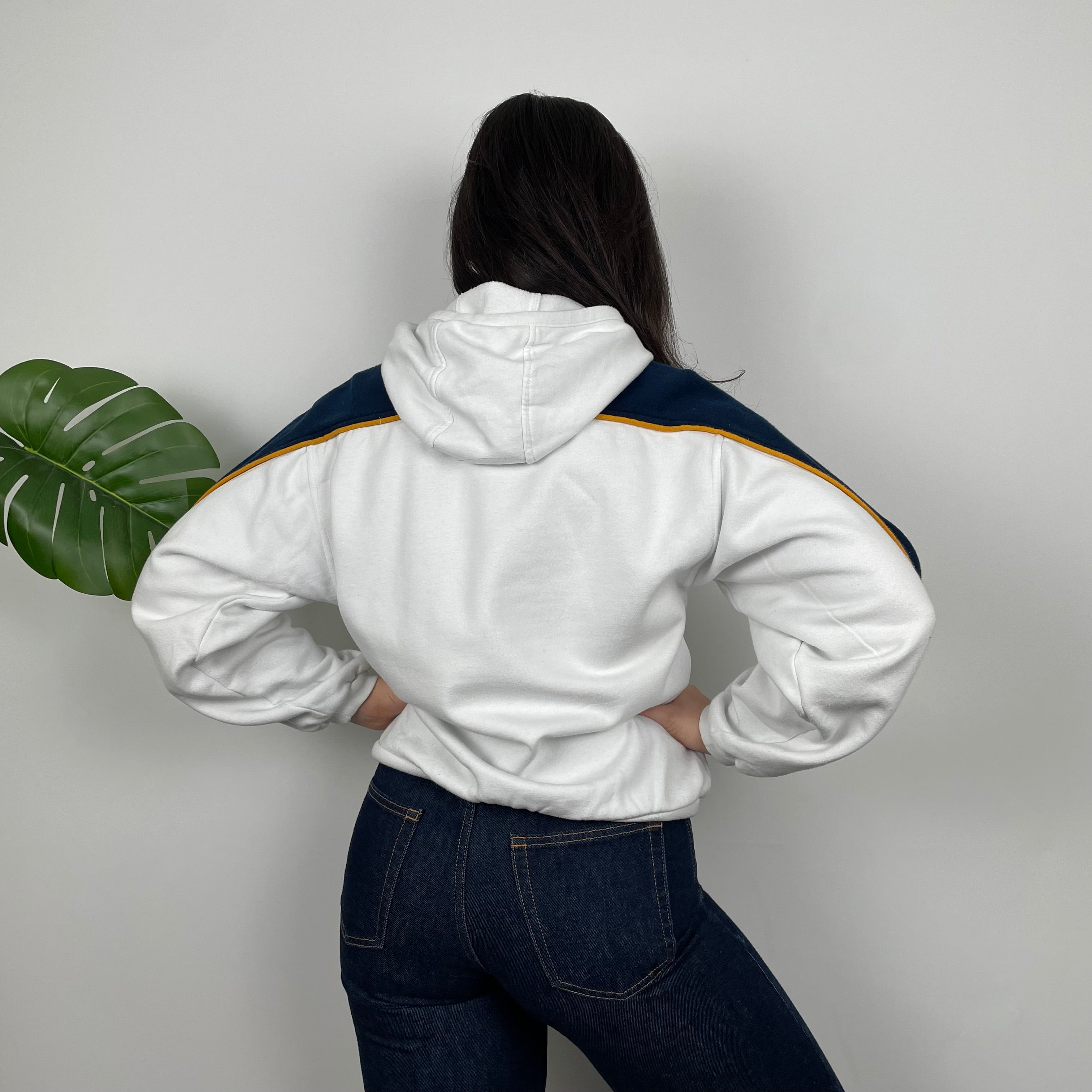 Nike White Embroidered Swoosh Hoodie (XS)