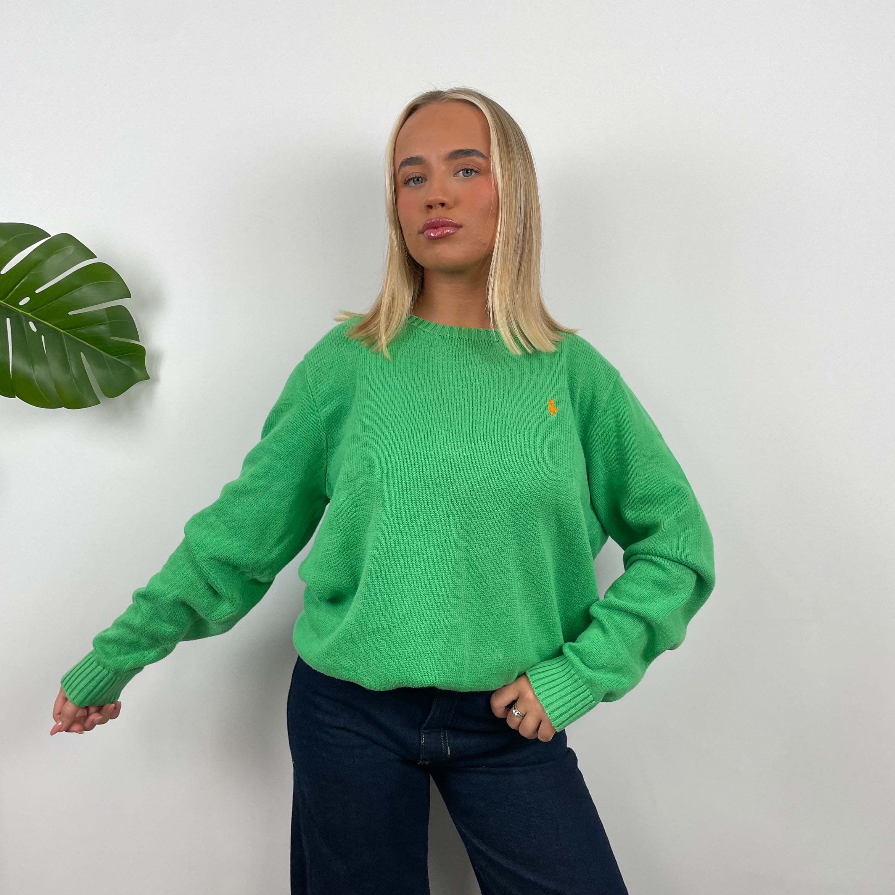 Polo Ralph Lauren RARE Green Embroidered Logo Knitted Sweater (L)