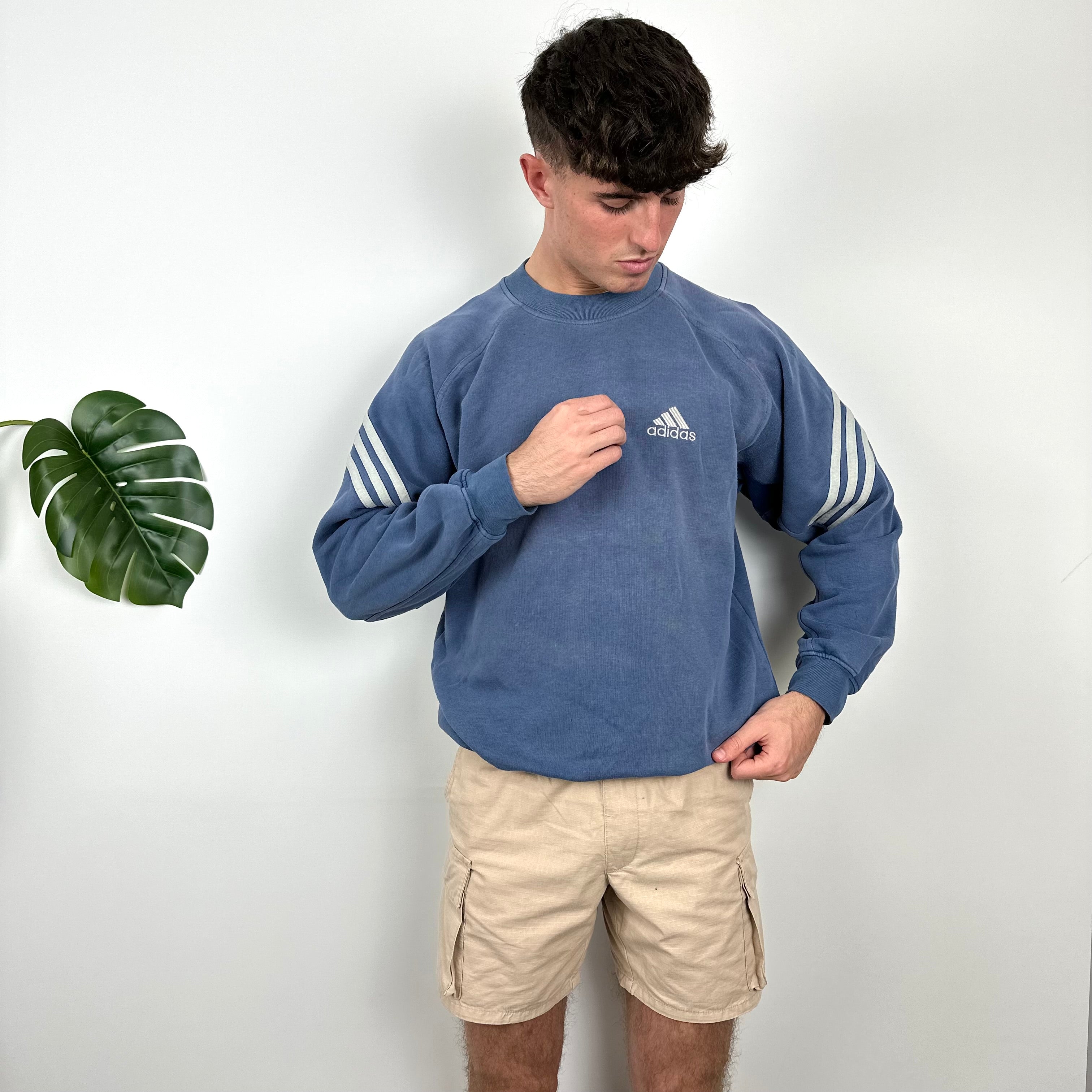 Adidas Navy Embroidered Spell Out Sweatshirt (M)