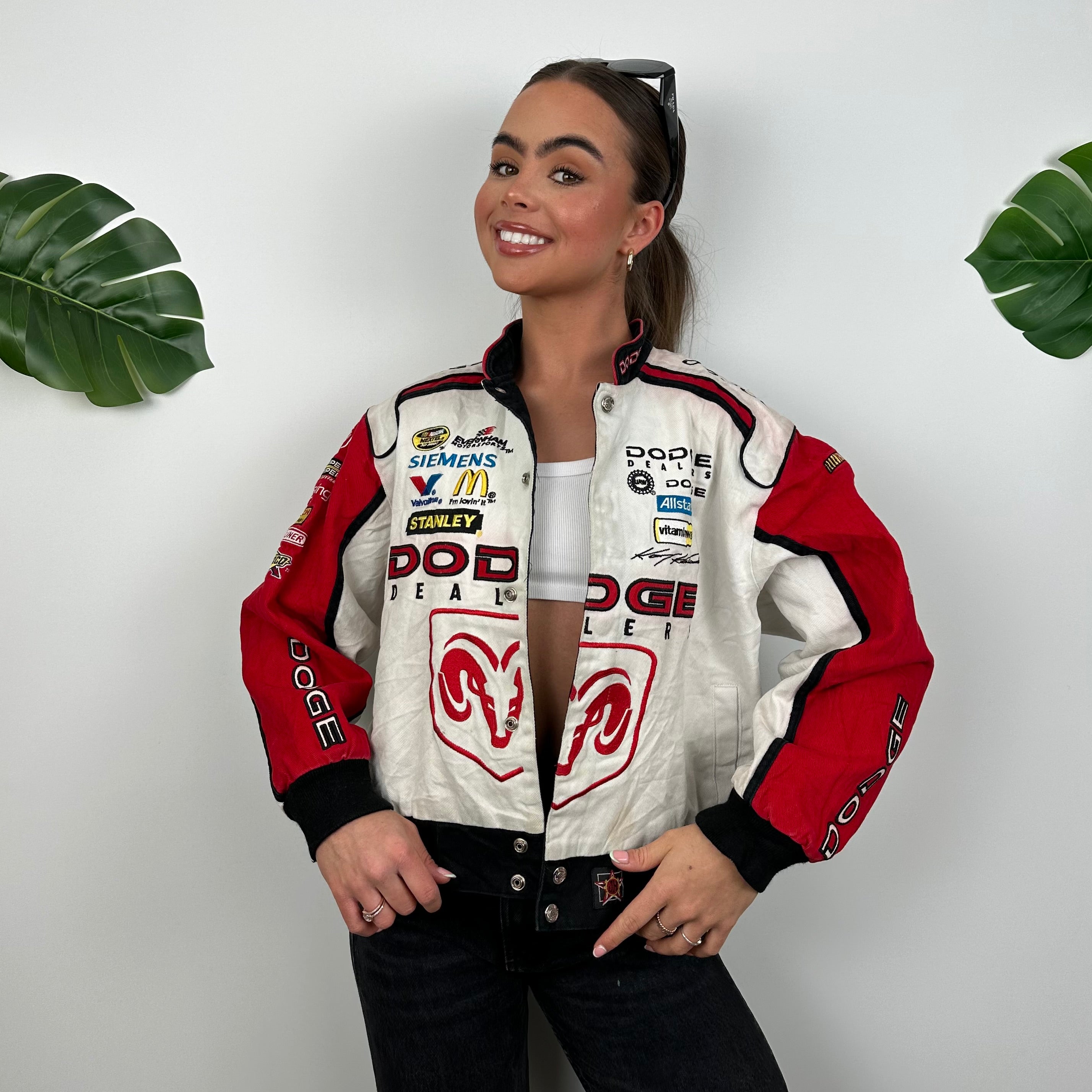 Jeff Hamilton Dodge Red & White NASCAR Chase Authentic Grab Life By The Horn Racing Jacket (S)