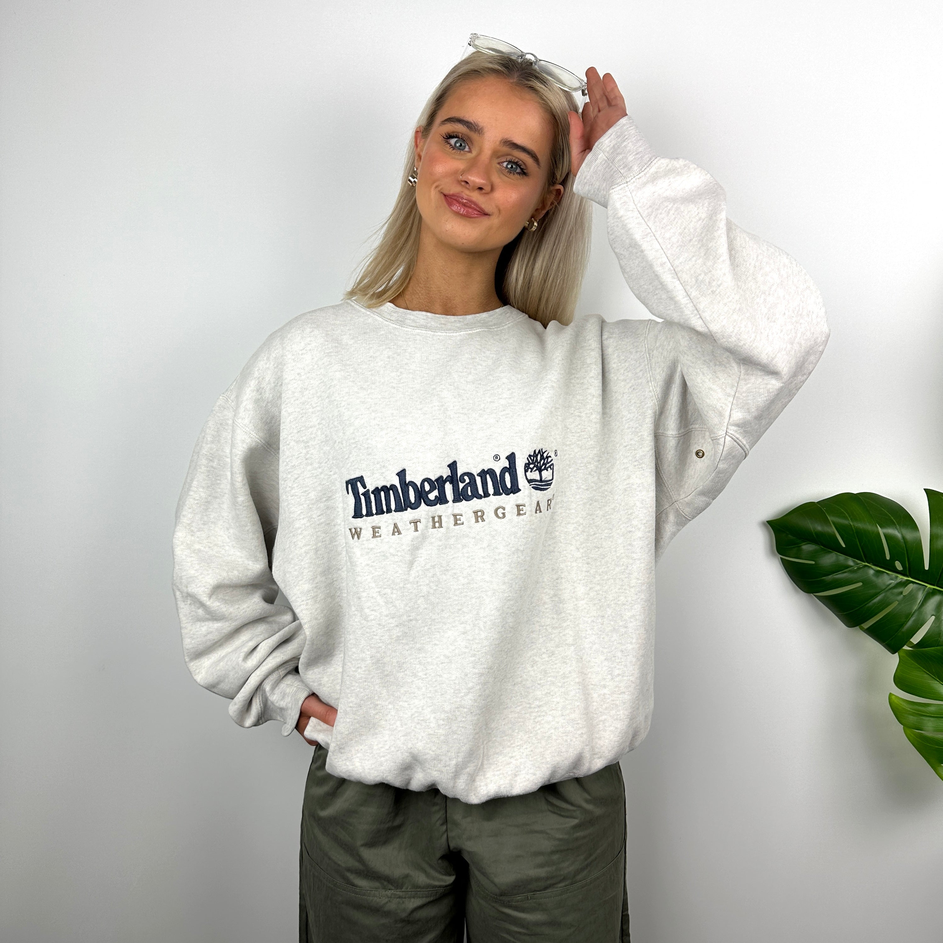 Timberland Grey Embroidered Spell Out Sweatshirt (L)