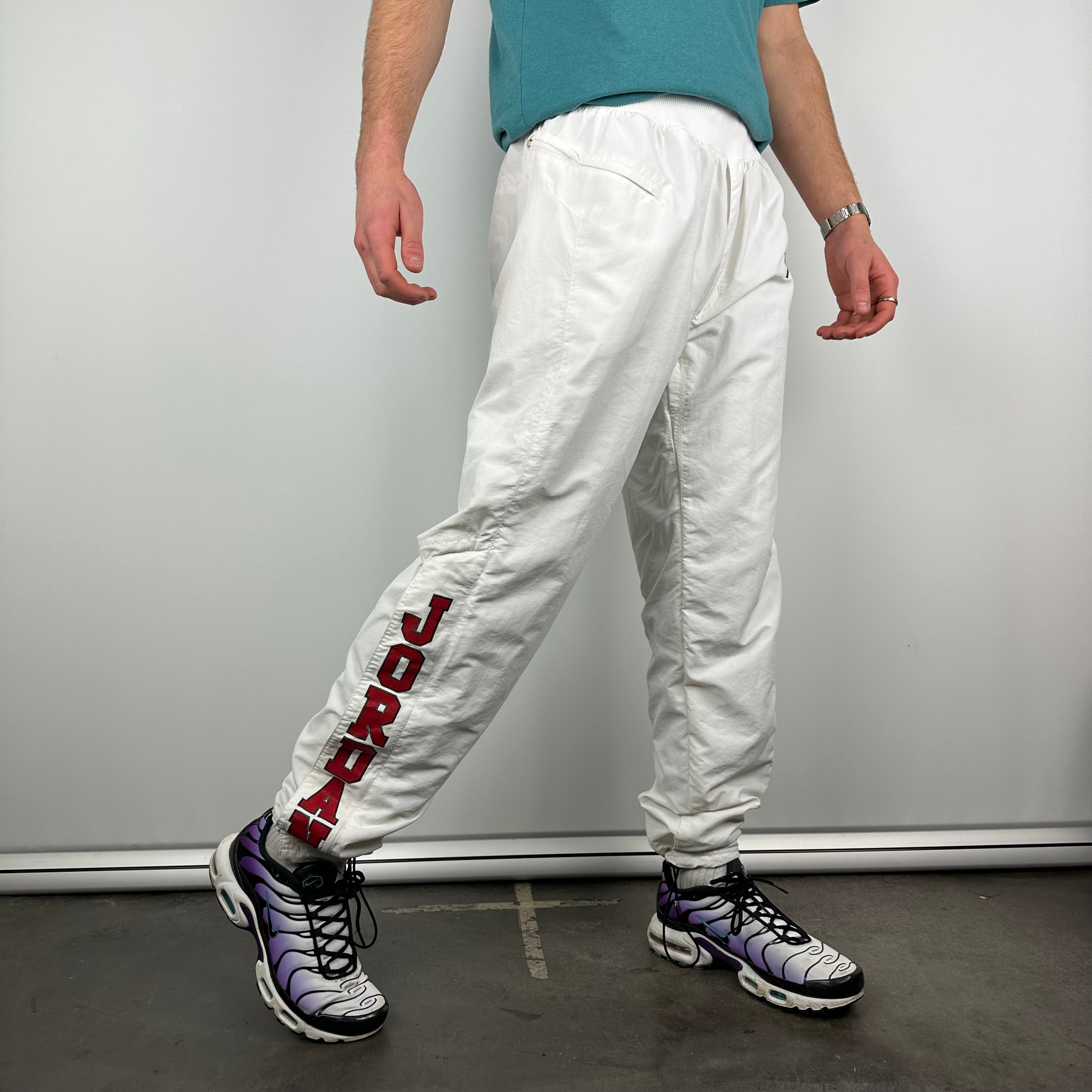 Nike Air Jordan White Spell Out Track Pants (L)