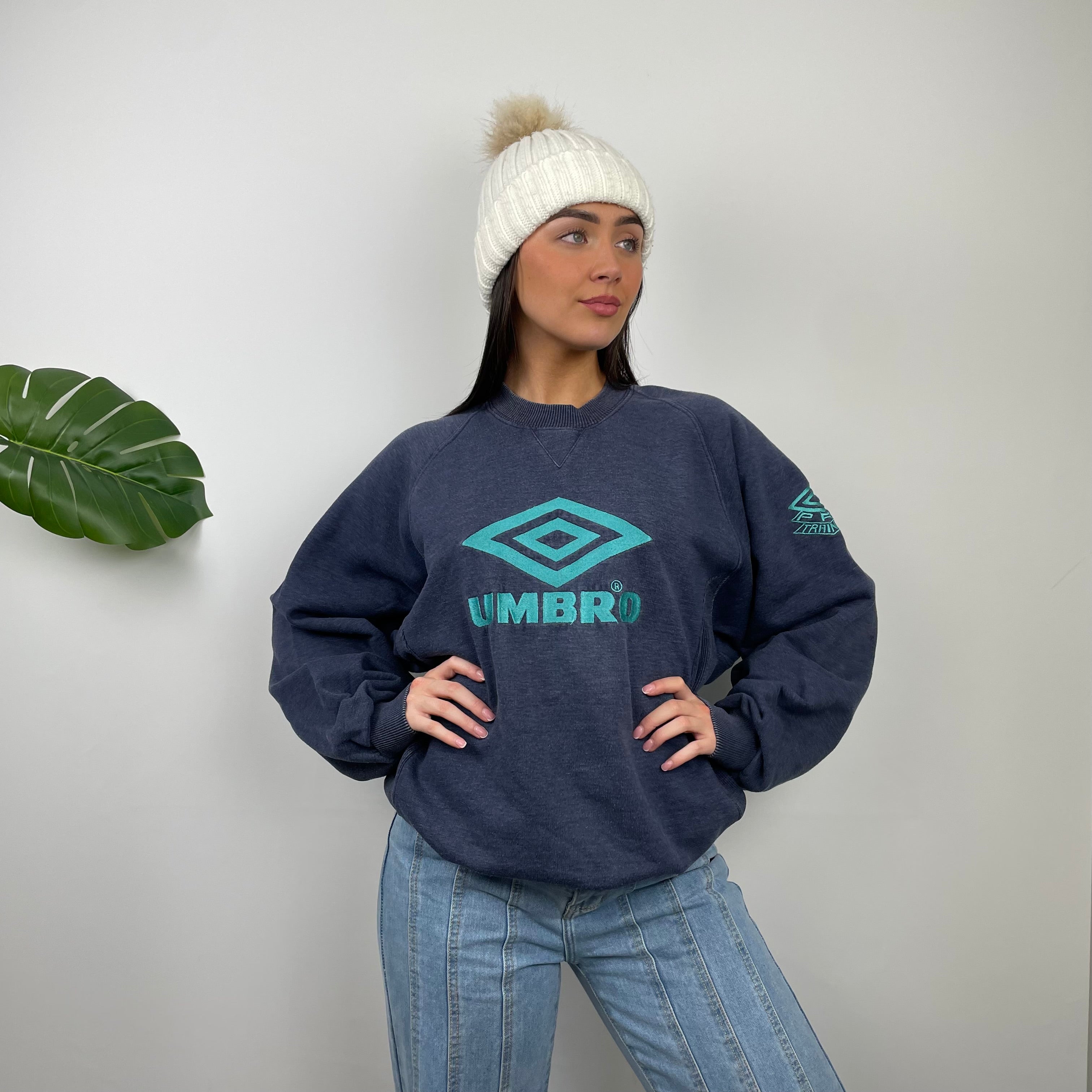 Umbro Navy Embroidered Spell Out Sweatshirt (L)