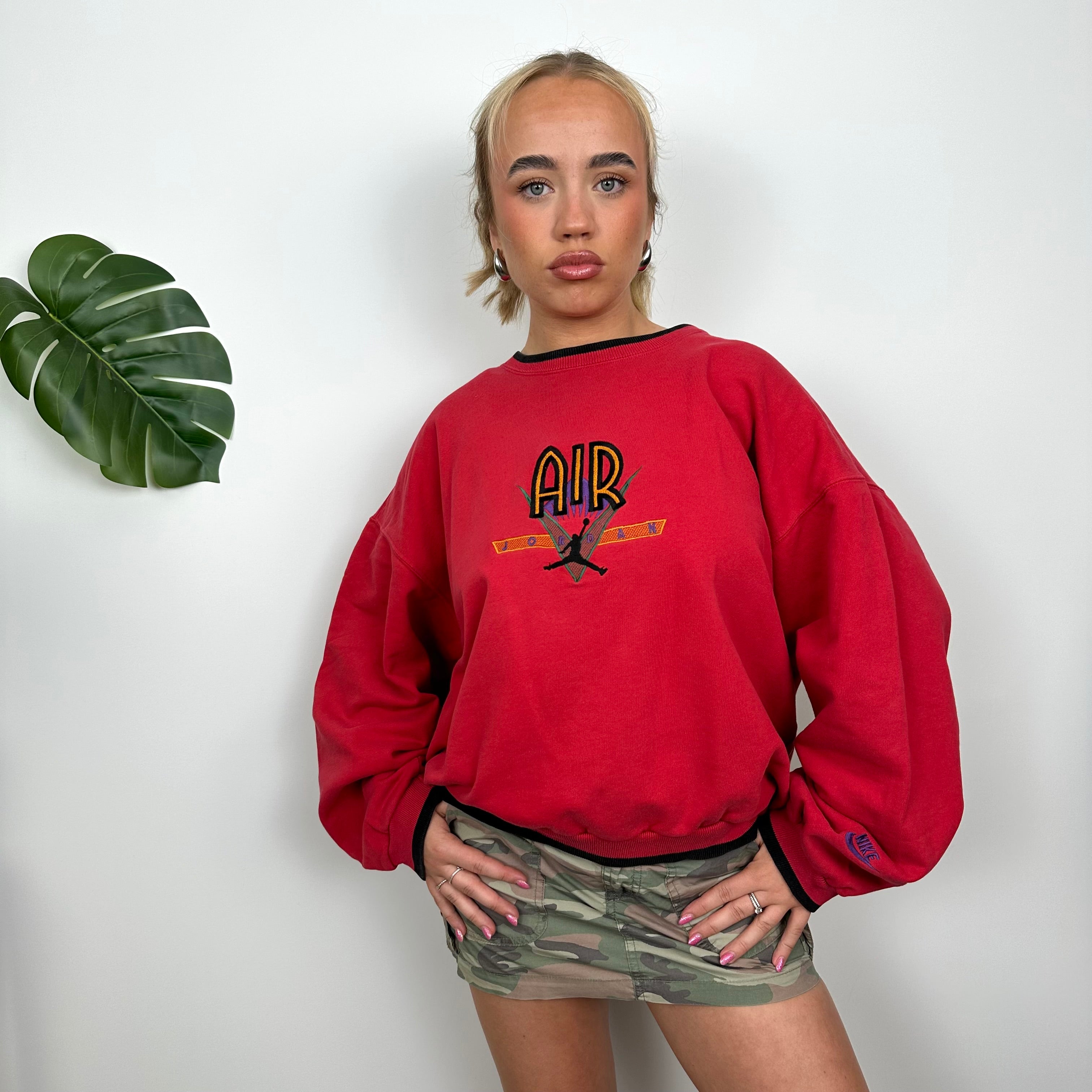 Nike x Air Jordan Red Embroidered Spell Out Sweatshirt (S)