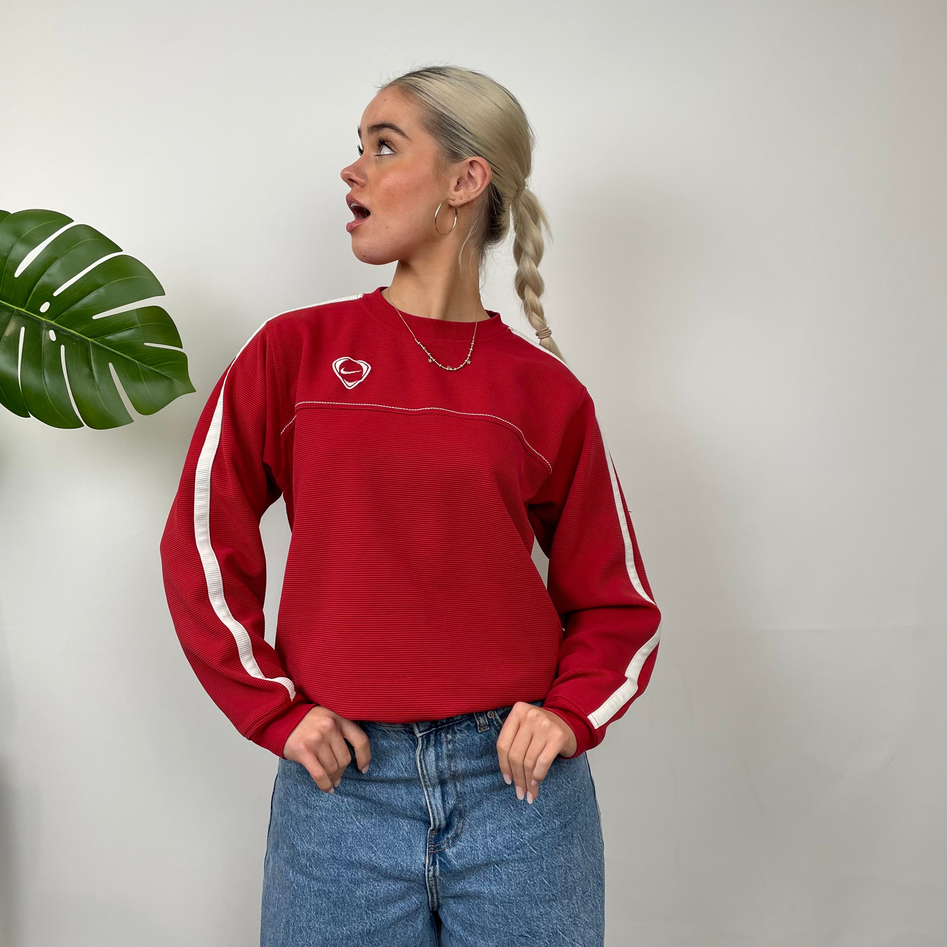 Nike Red Embroidered Swoosh Sweatshirt (S)