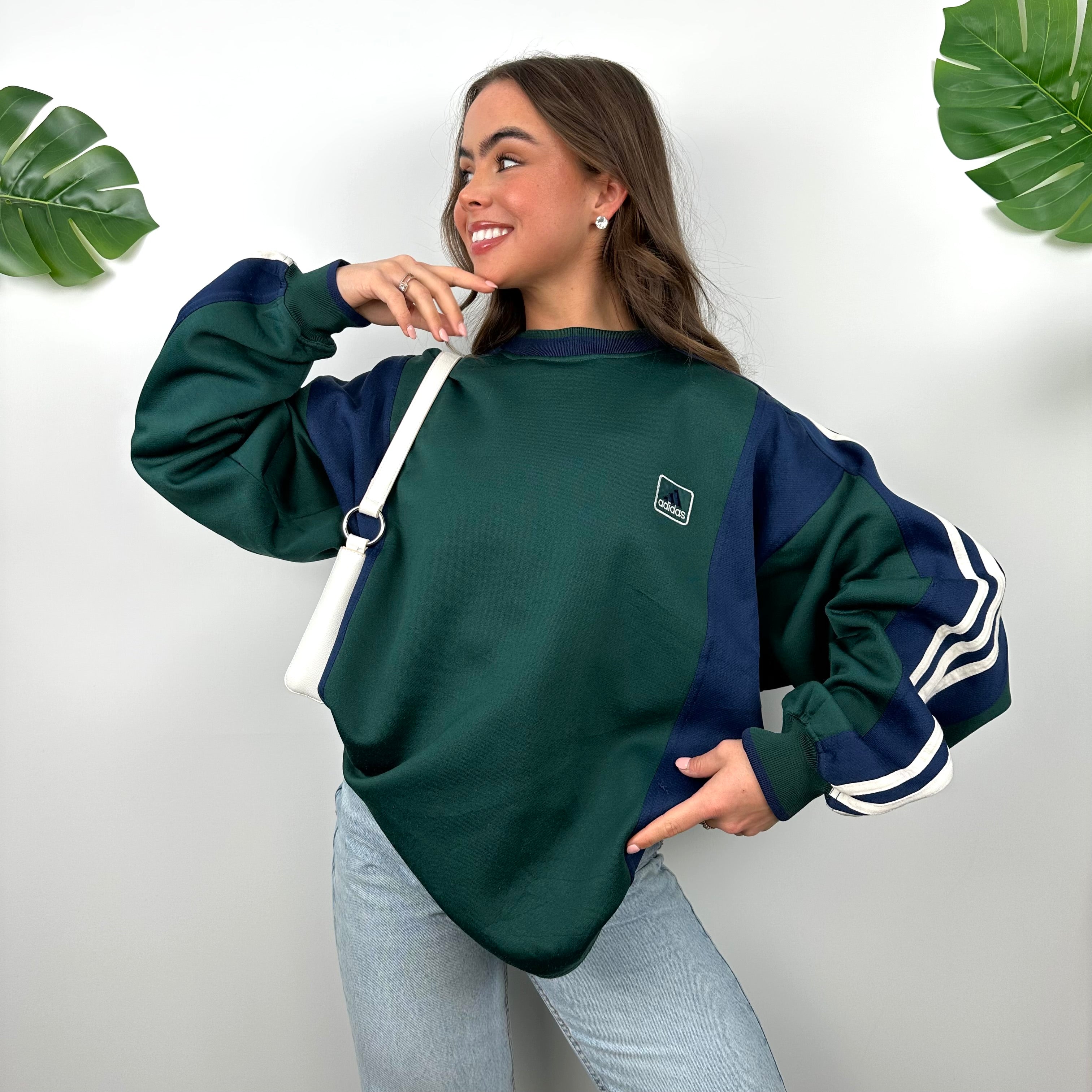 Adidas Green Embroidered Spell Out Sweatshirt (M)