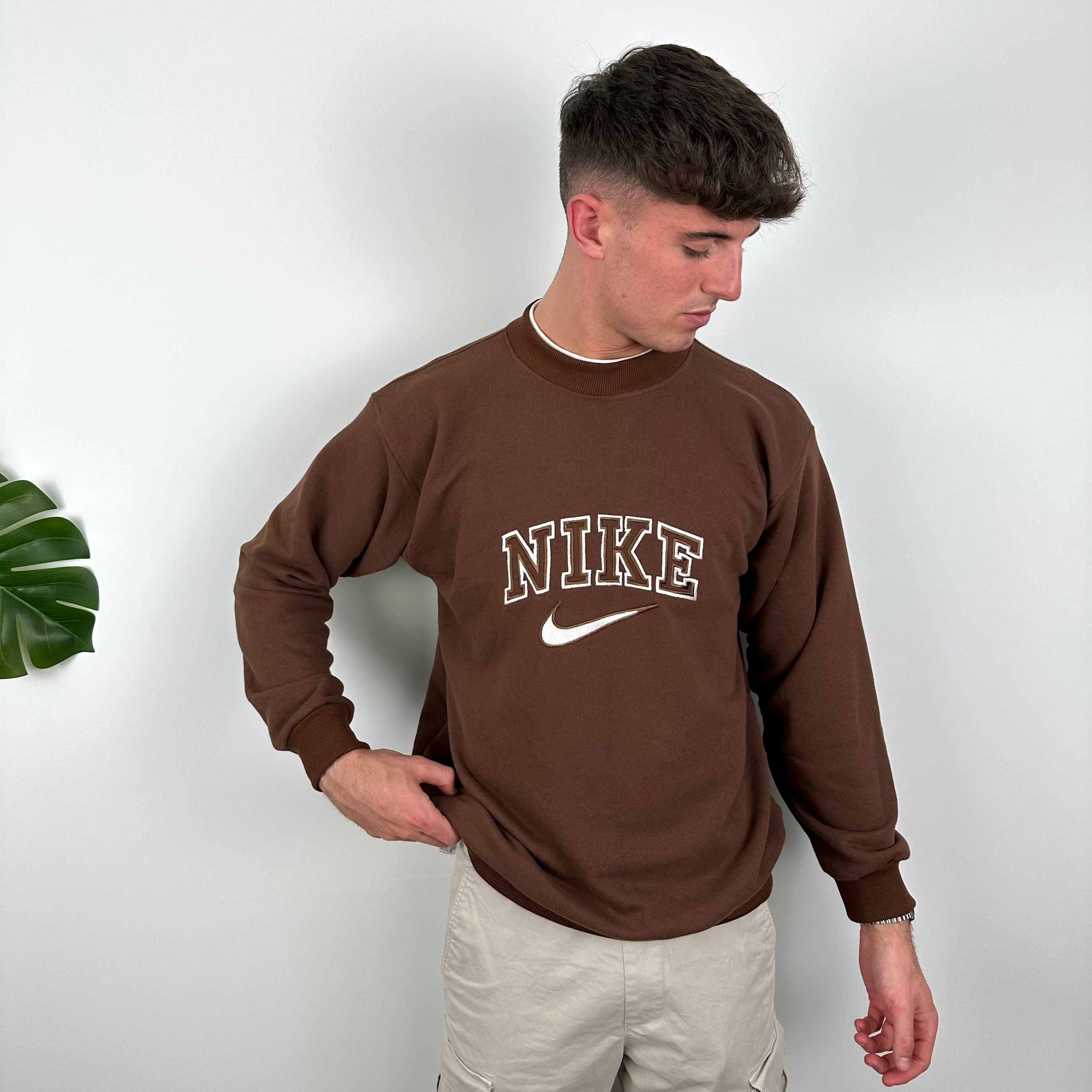 Nike Brown Embroidered Spell Out Sweatshirt (M)