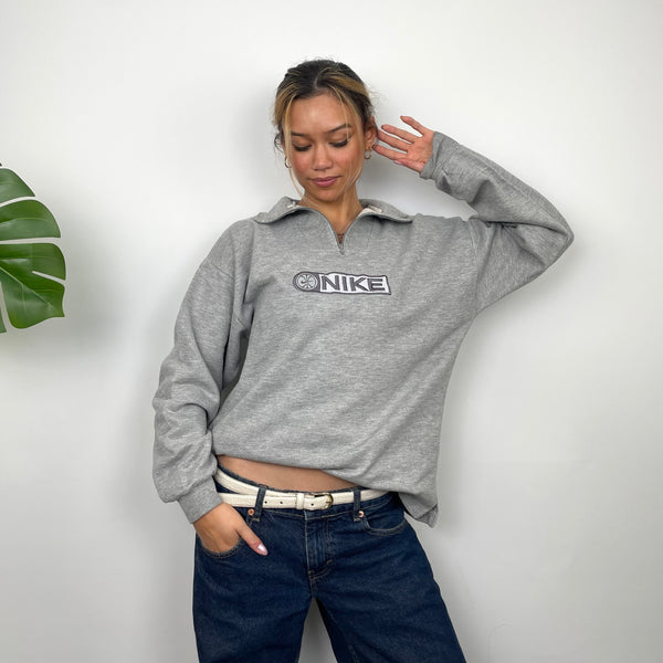 Nike Basketball Grey Embroidered Spell Out Quarter Zip (M)