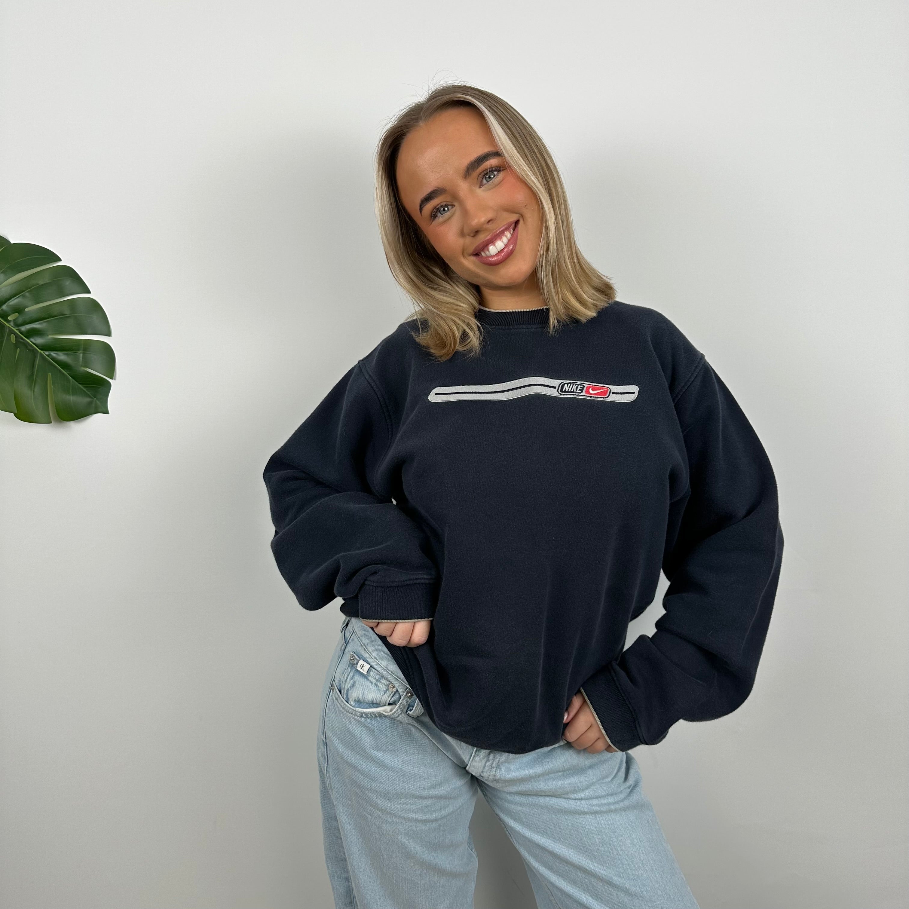 Nike Navy Embroidered Spell Out Sweatshirt (M)