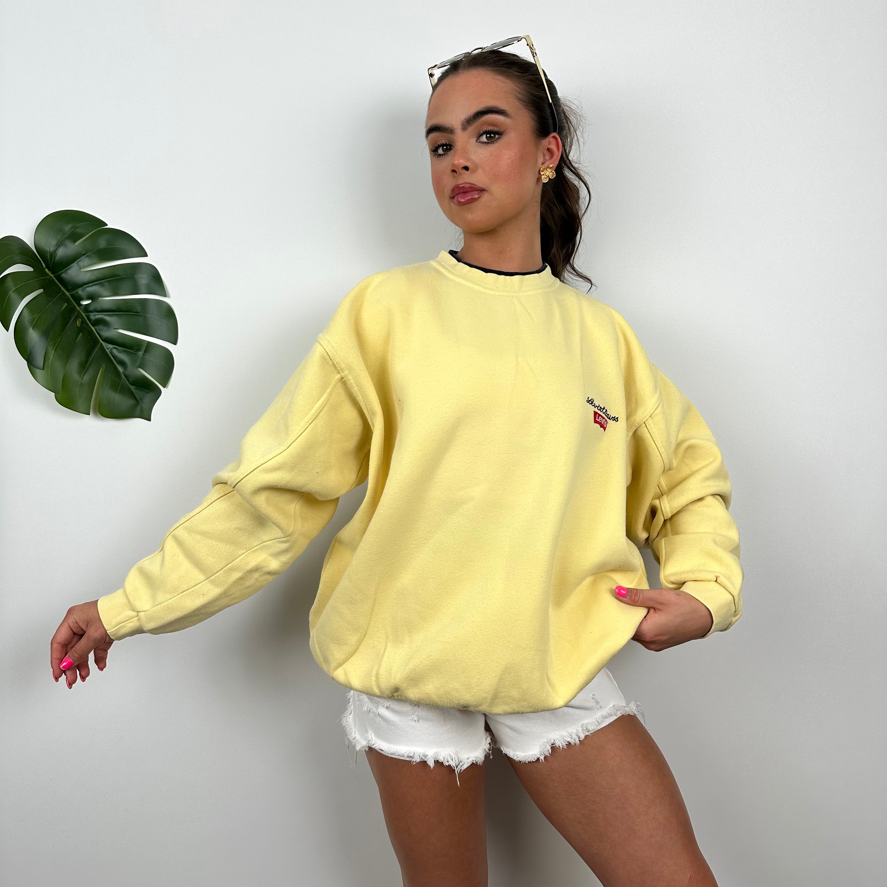 Levi’s Yellow Embroidered Spell Out Sweatshirt (L)